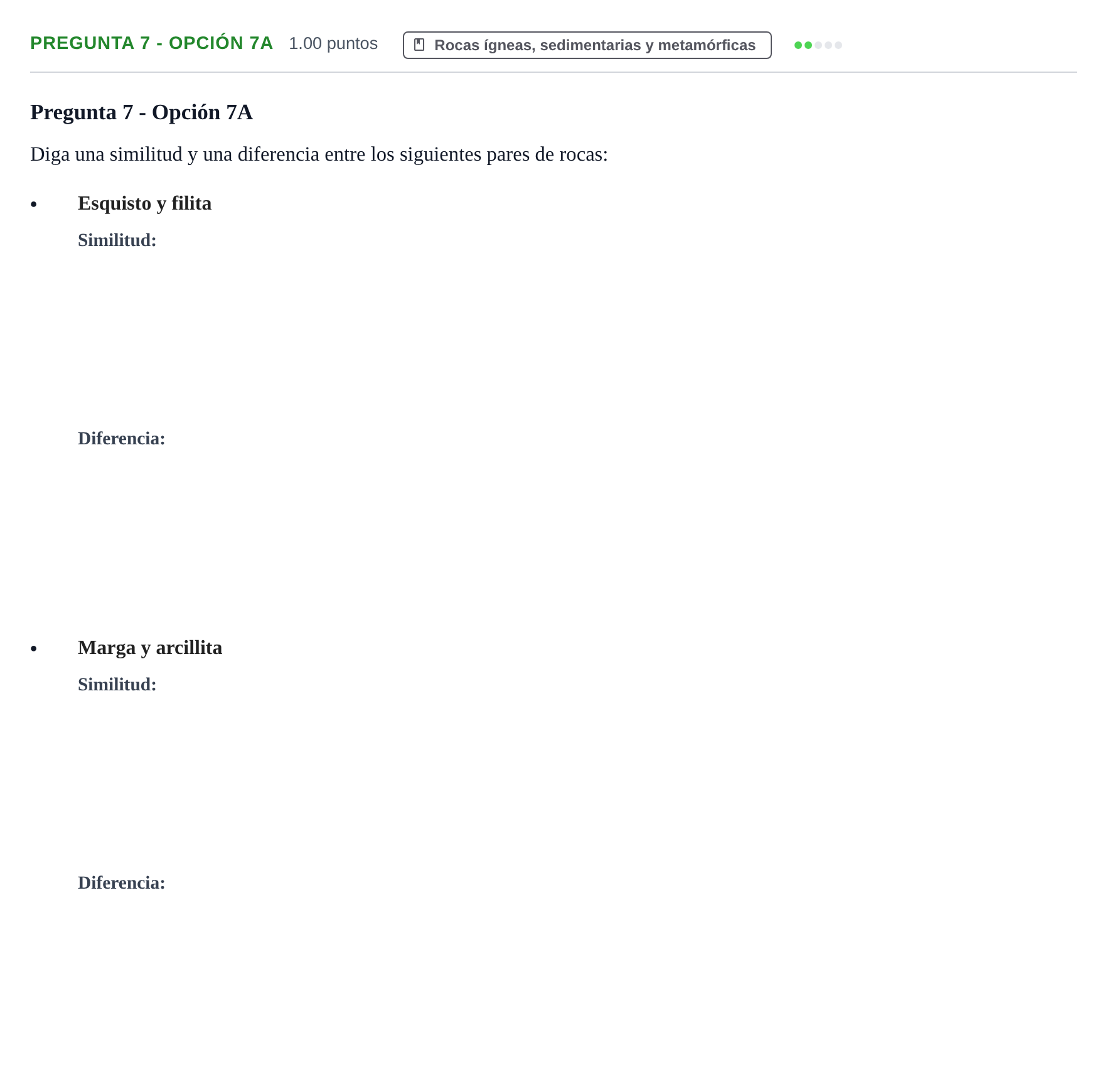 Enunciado: Pregunta 7 - Opción 7A · Geología y Ciencias Ambientales PAU Murcia Ordinaria 2026