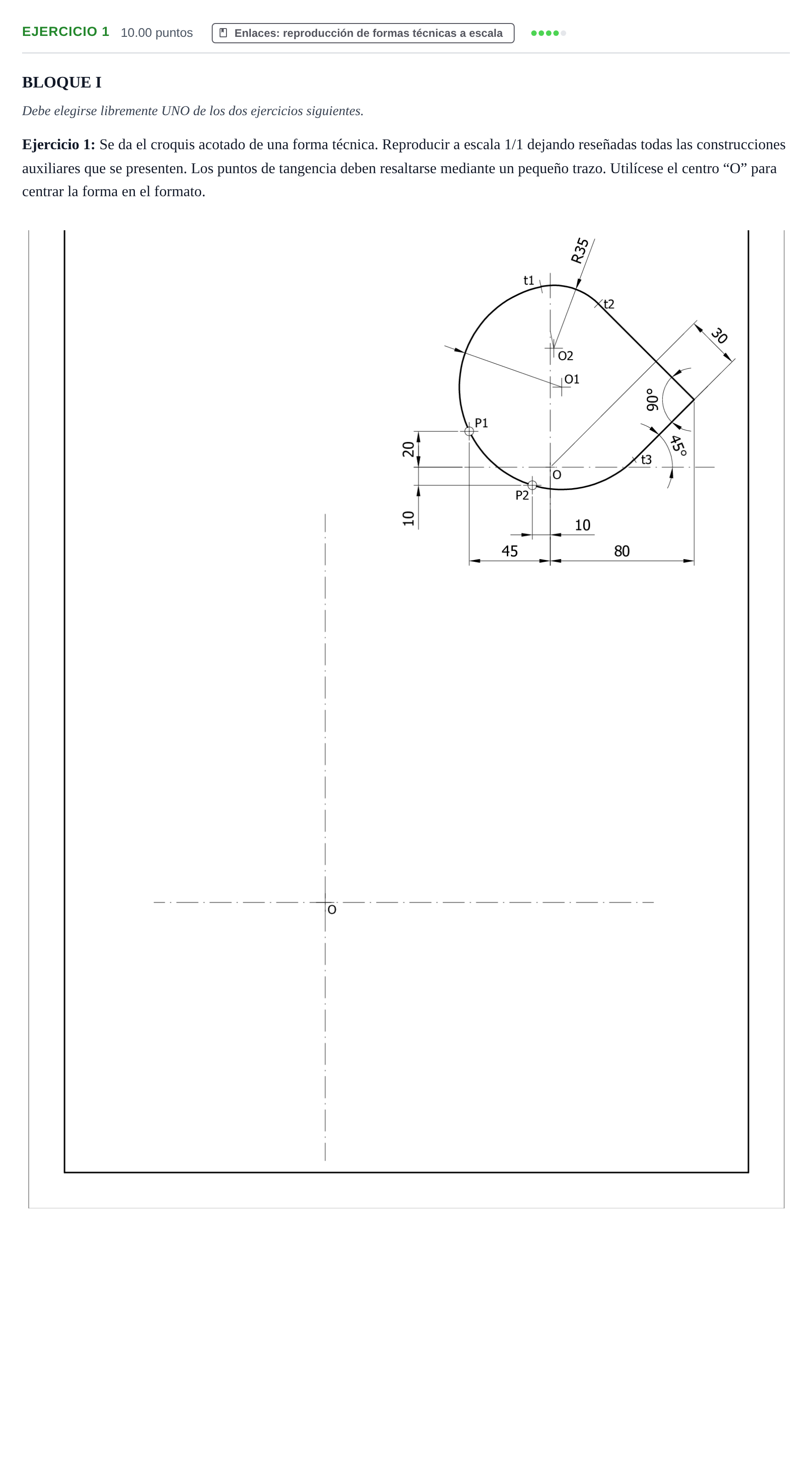 Enunciado: Ejercicio 1 · Dibujo técnico II PAU Murcia Ordinaria 2026