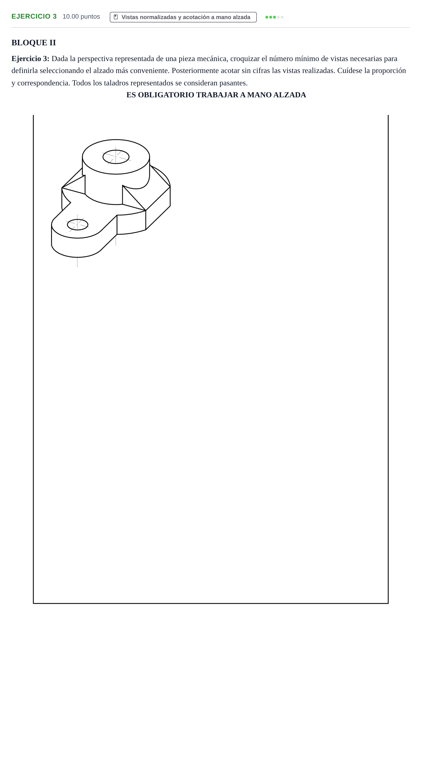 Enunciado: Ejercicio 3 · Dibujo técnico II PAU Murcia Ordinaria 2026