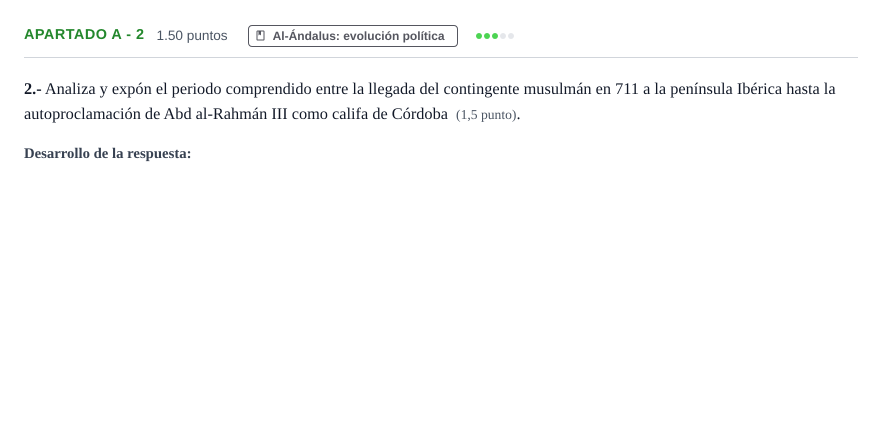 Enunciado: Apartado A - 2 · Historia de España PAU Murcia Ordinaria 2026