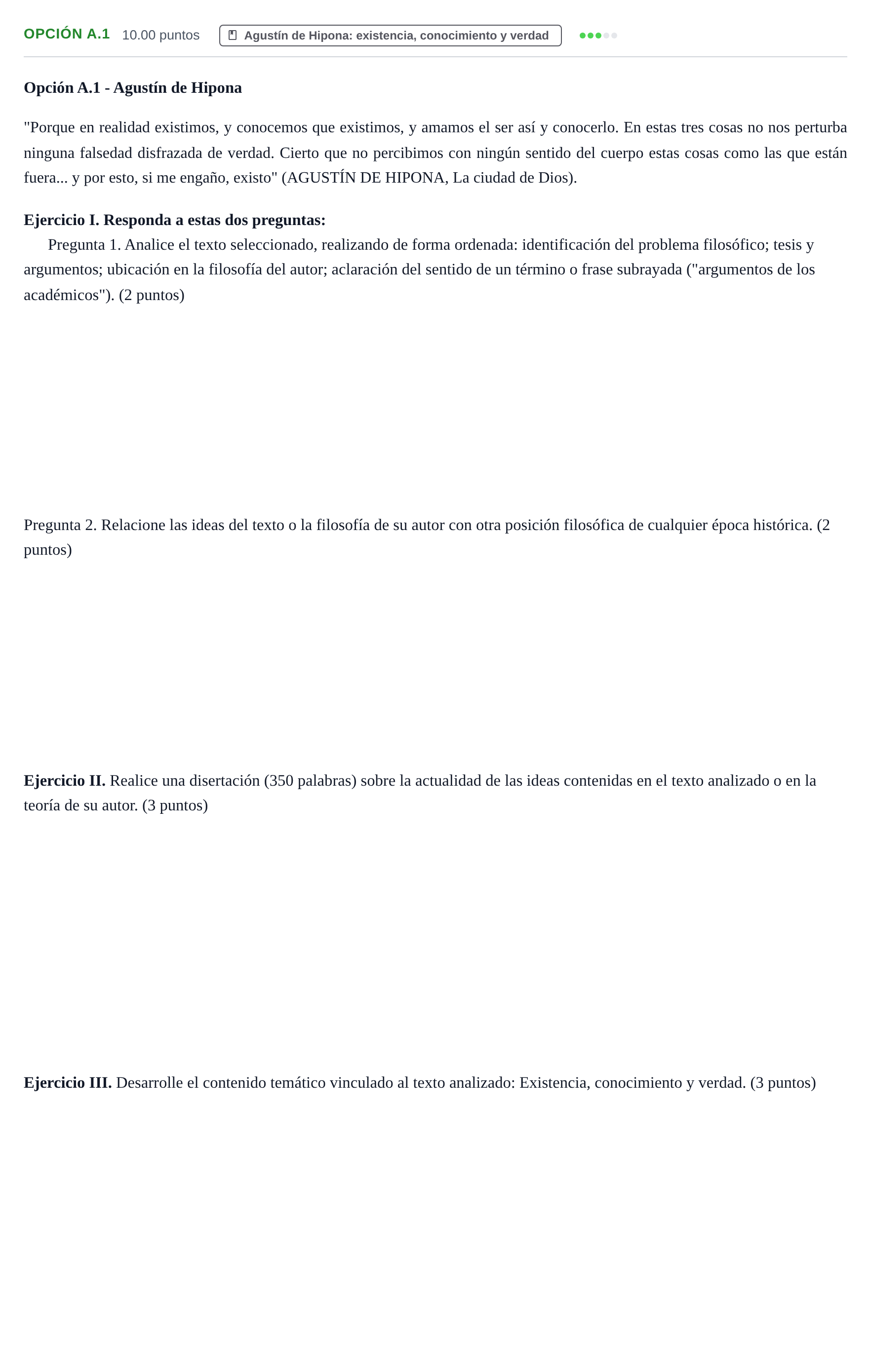Enunciado: Opción A.1 - Agustín de Hipona · Historia de la Filosofía PAU Murcia Ordinaria 2026