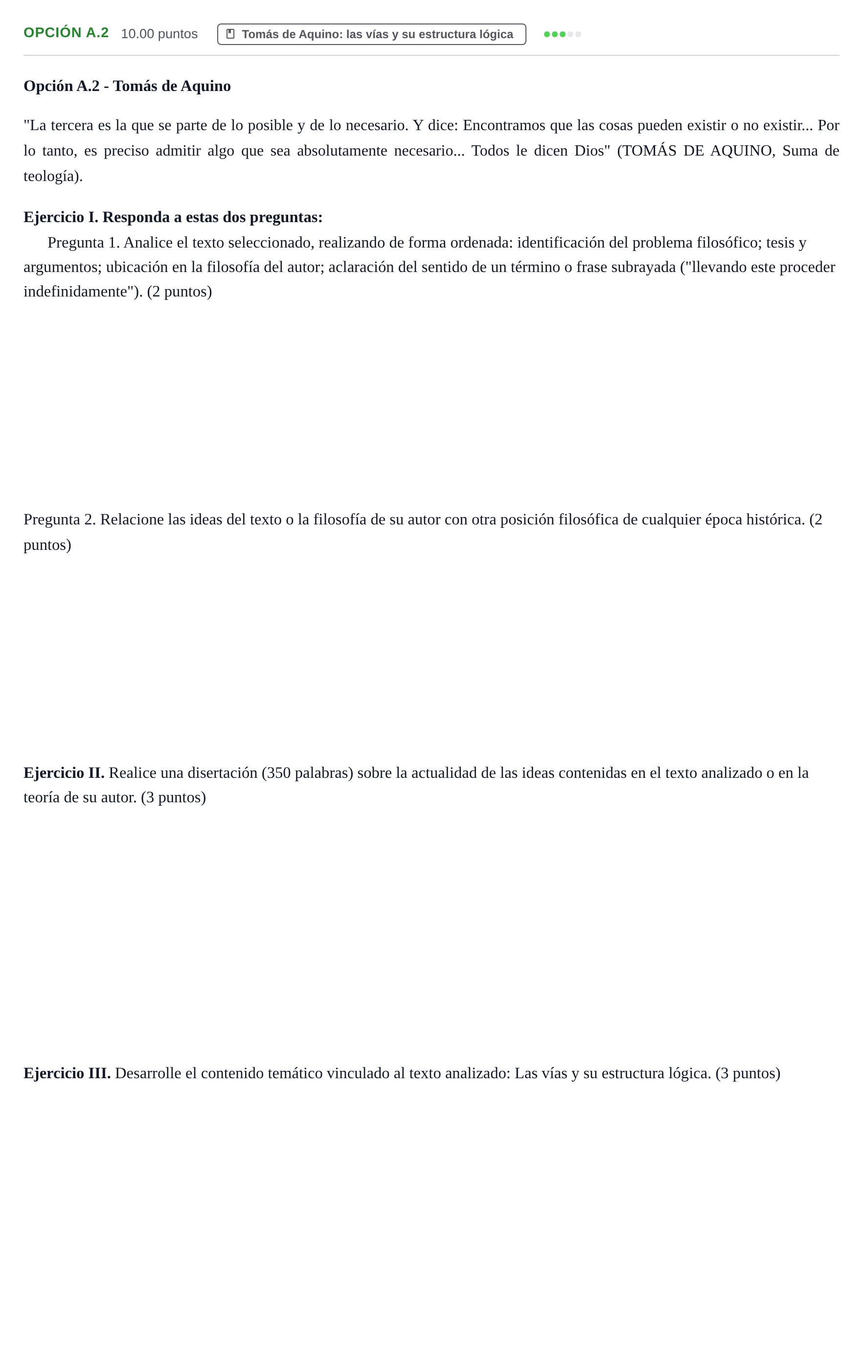 Enunciado: Opción A.2 - Tomás de Aquino · Historia de la Filosofía PAU Murcia Ordinaria 2026