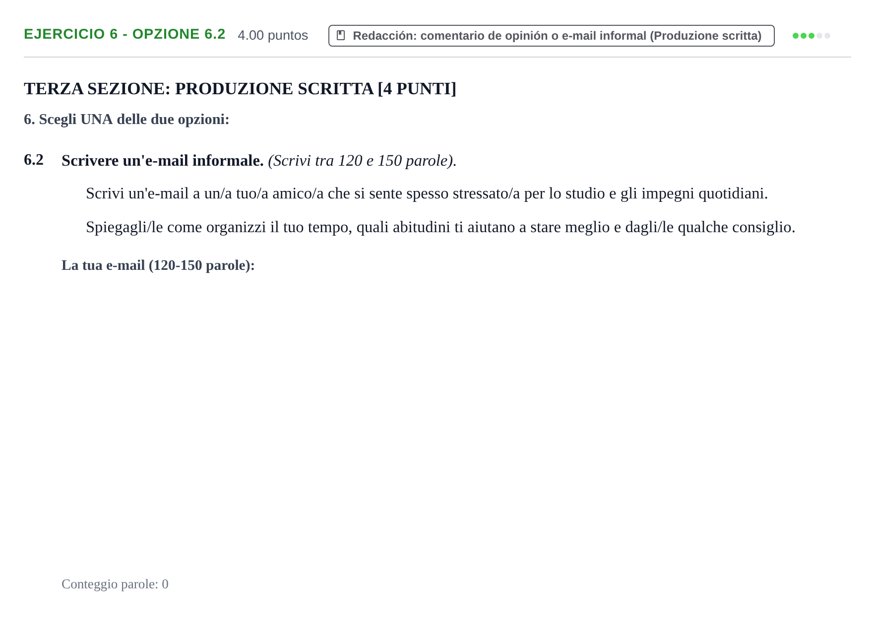 Enunciado: Ejercicio 6 - Opzione 6.2 · Italiano PAU Murcia Ordinaria 2026
