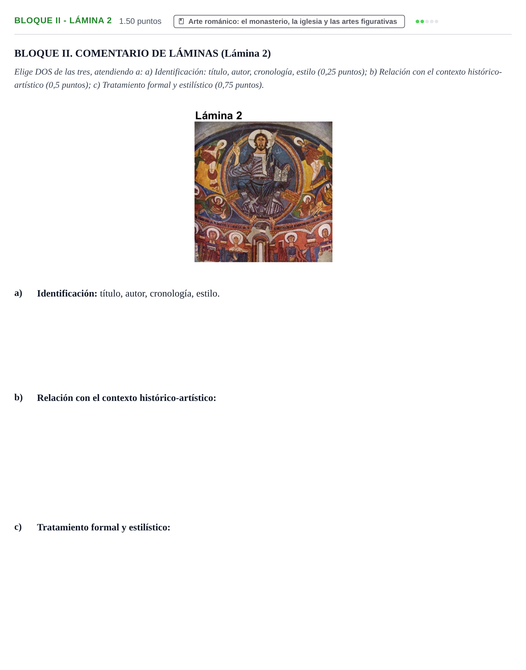 Enunciado: Bloque II - Lámina 2 · Historia del Arte PAU Murcia Ordinaria 2026