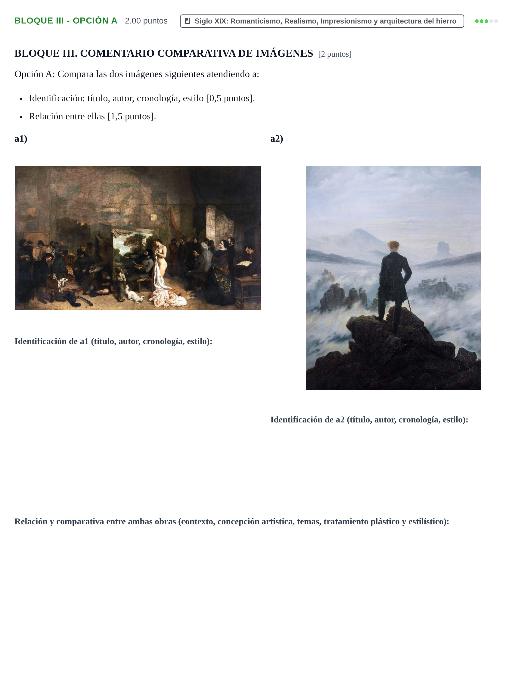 Enunciado: Bloque III - Opción A · Historia del Arte PAU Murcia Ordinaria 2026