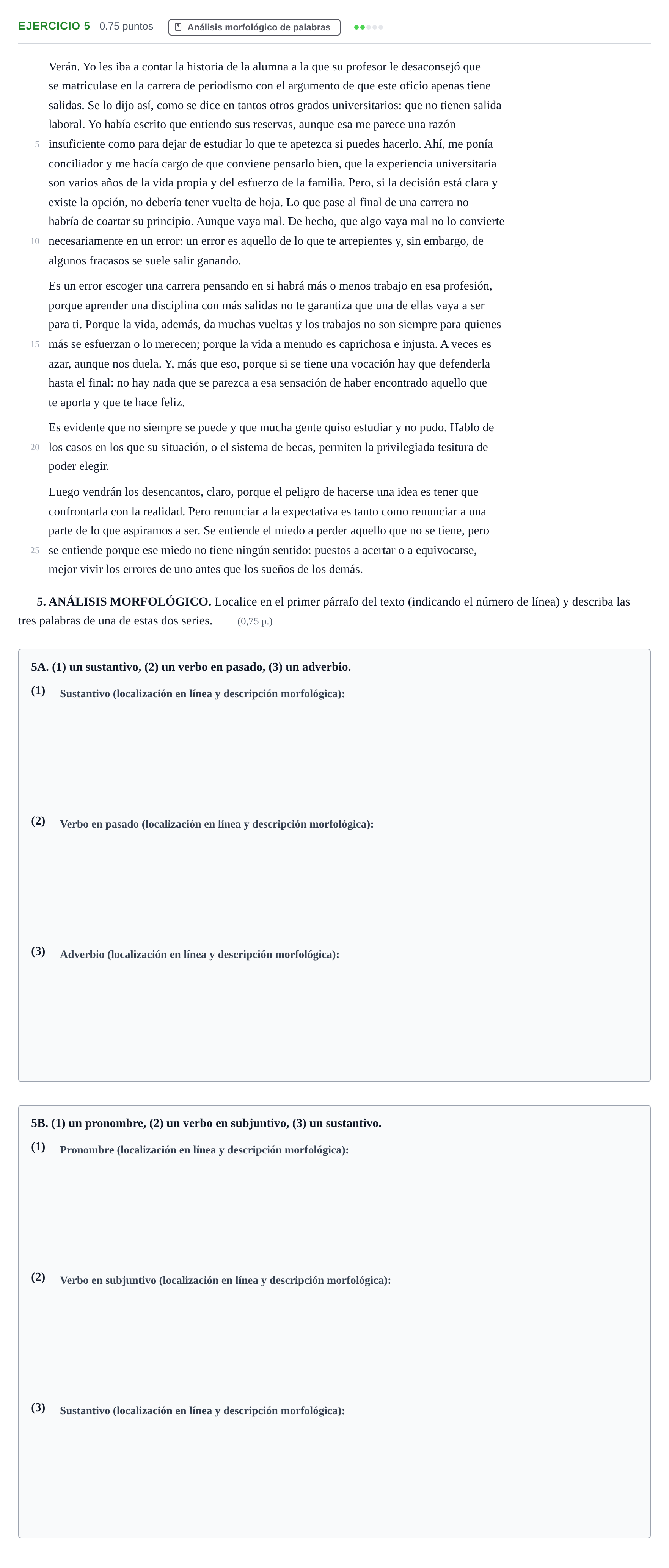 Enunciado: Problema 5 · Lengua Castellana y Literatura II PAU Murcia Ordinaria 2026