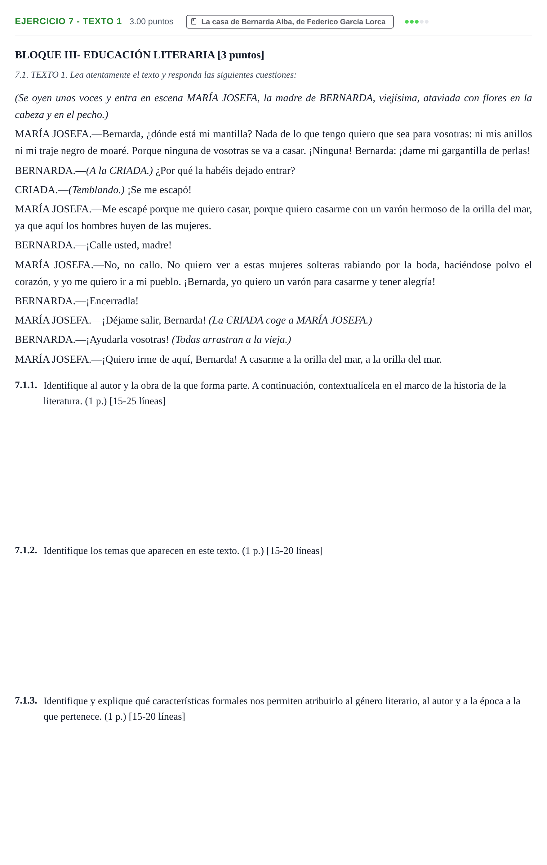 Enunciado: Ejercicio 7 - Texto 1 · Lengua Castellana y Literatura II PAU Murcia Ordinaria 2026