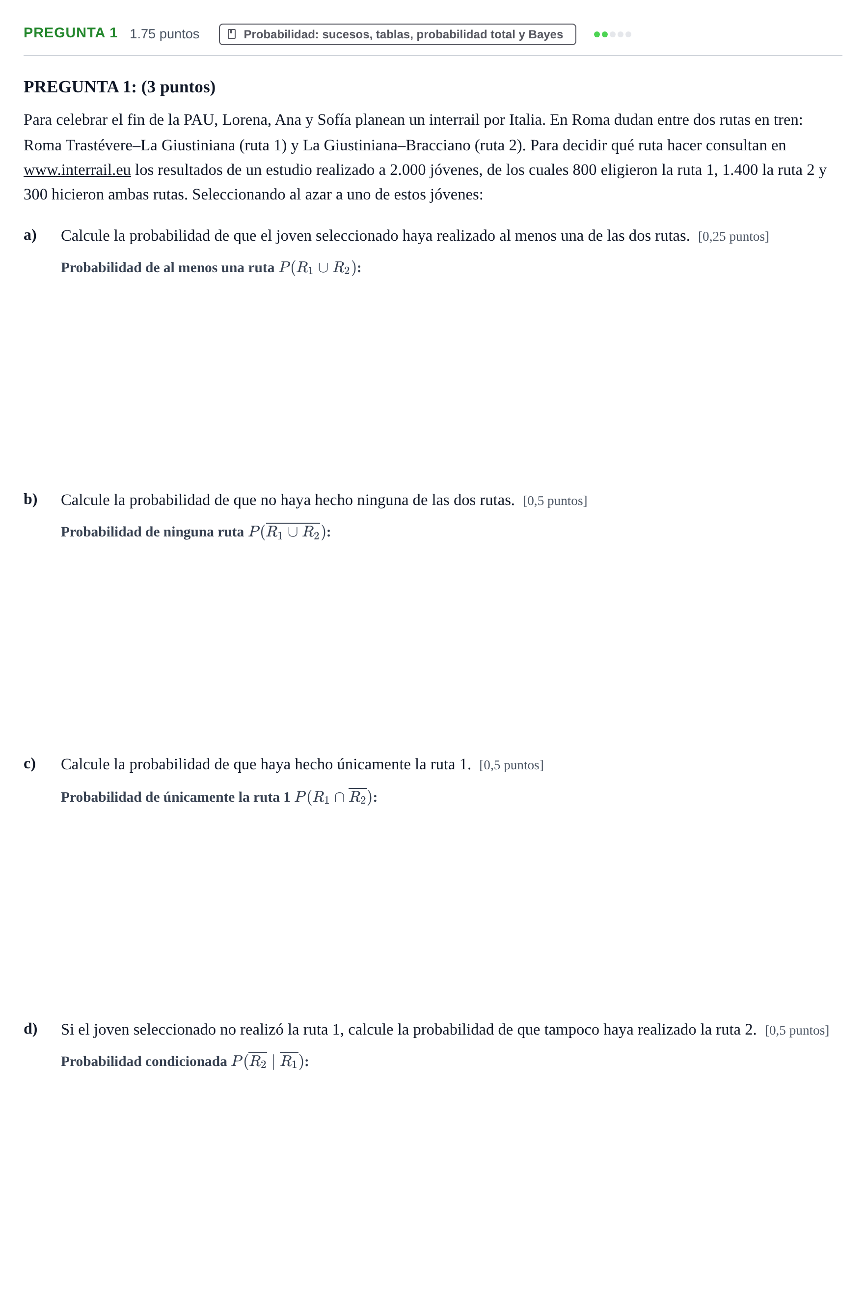 Enunciado: Pregunta 1 - Probabilidad · Matemáticas aplicadas a las Ciencias Sociales II PAU Murcia Ordinaria 2026