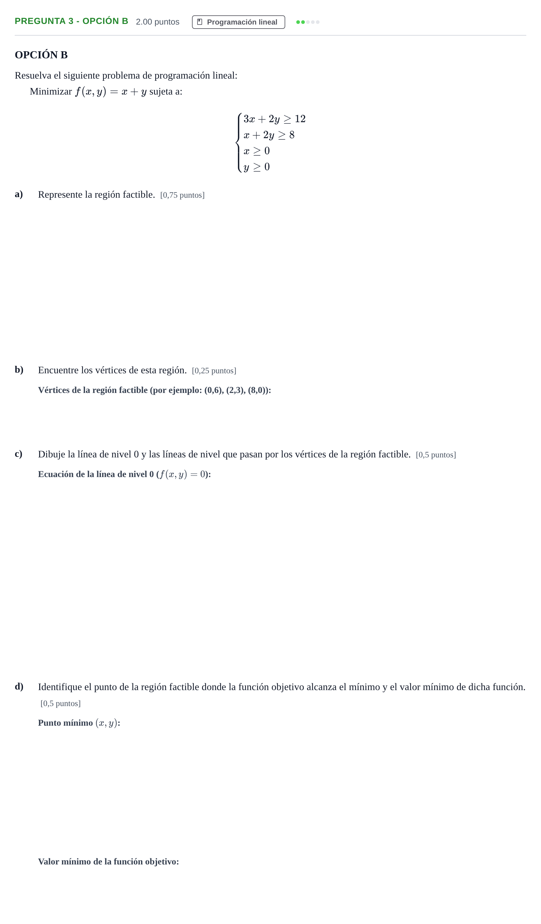 Enunciado: Pregunta 3 - Opción B · Matemáticas aplicadas a las Ciencias Sociales II PAU Murcia Ordinaria 2026