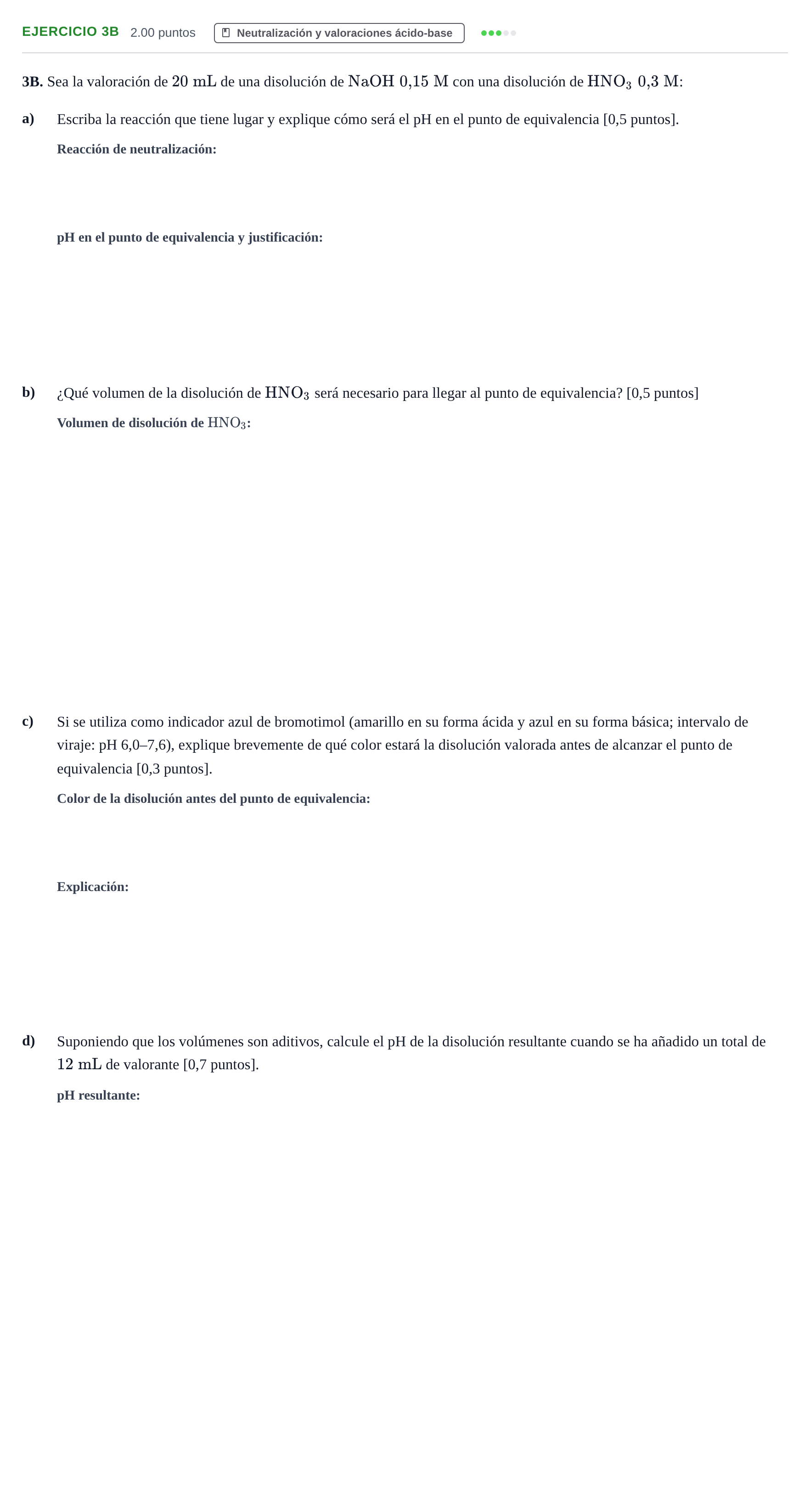 Enunciado: Ejercicio 3B · Química PAU Murcia Ordinaria 2026