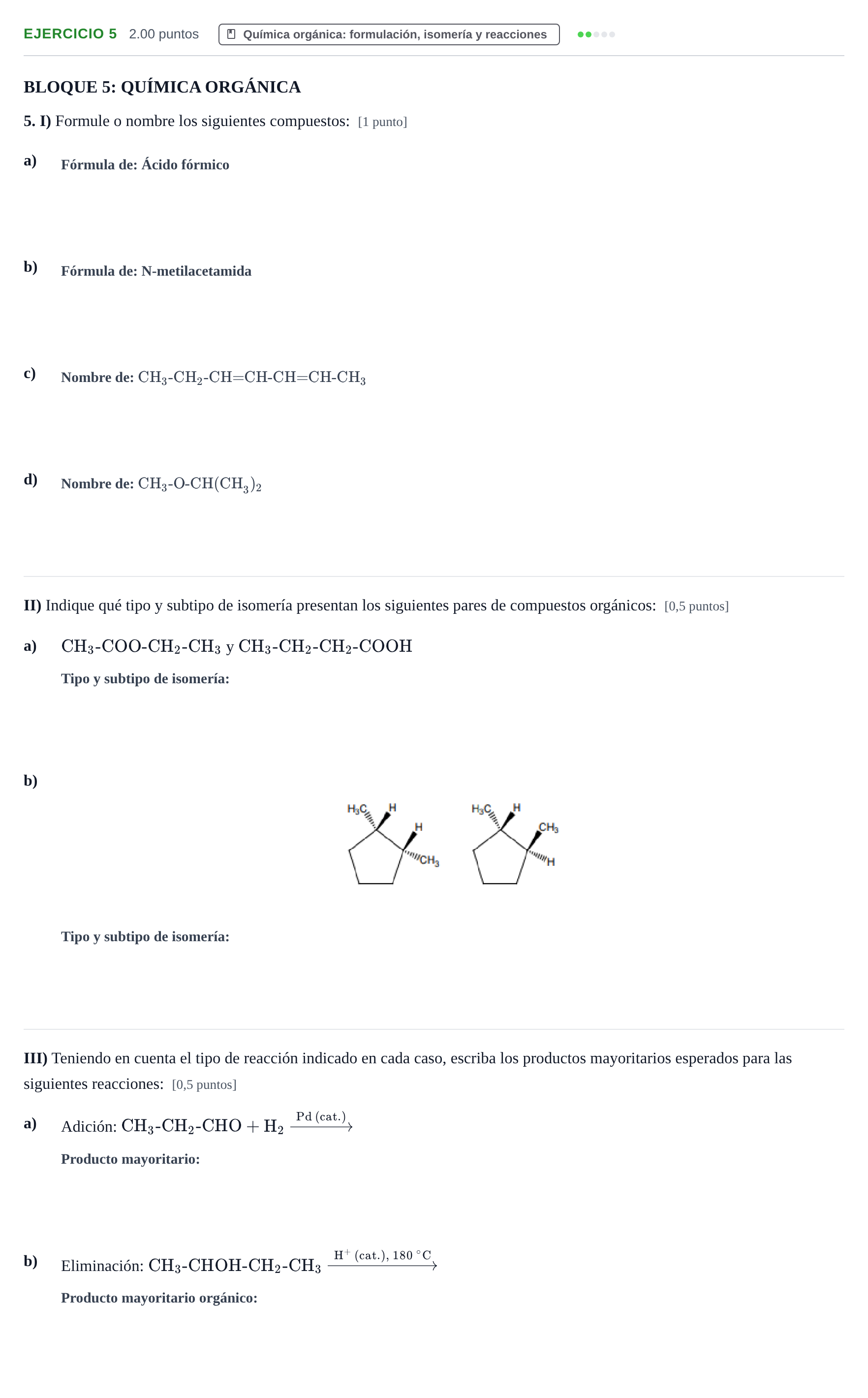 Enunciado: Problema 5 · Química PAU Murcia Ordinaria 2026