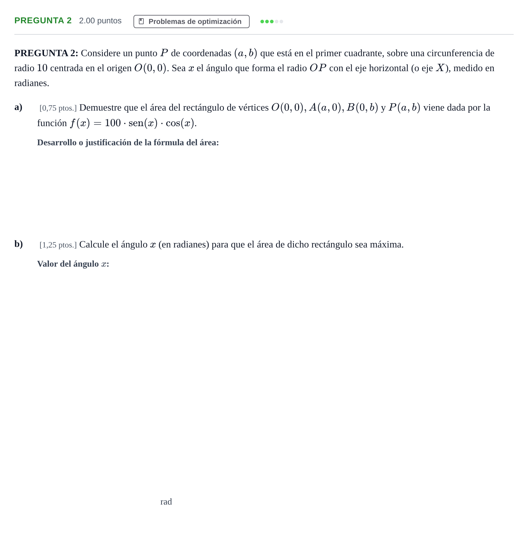Enunciado: Pregunta 2 · Matemáticas II PAU Murcia Ordinaria 2026