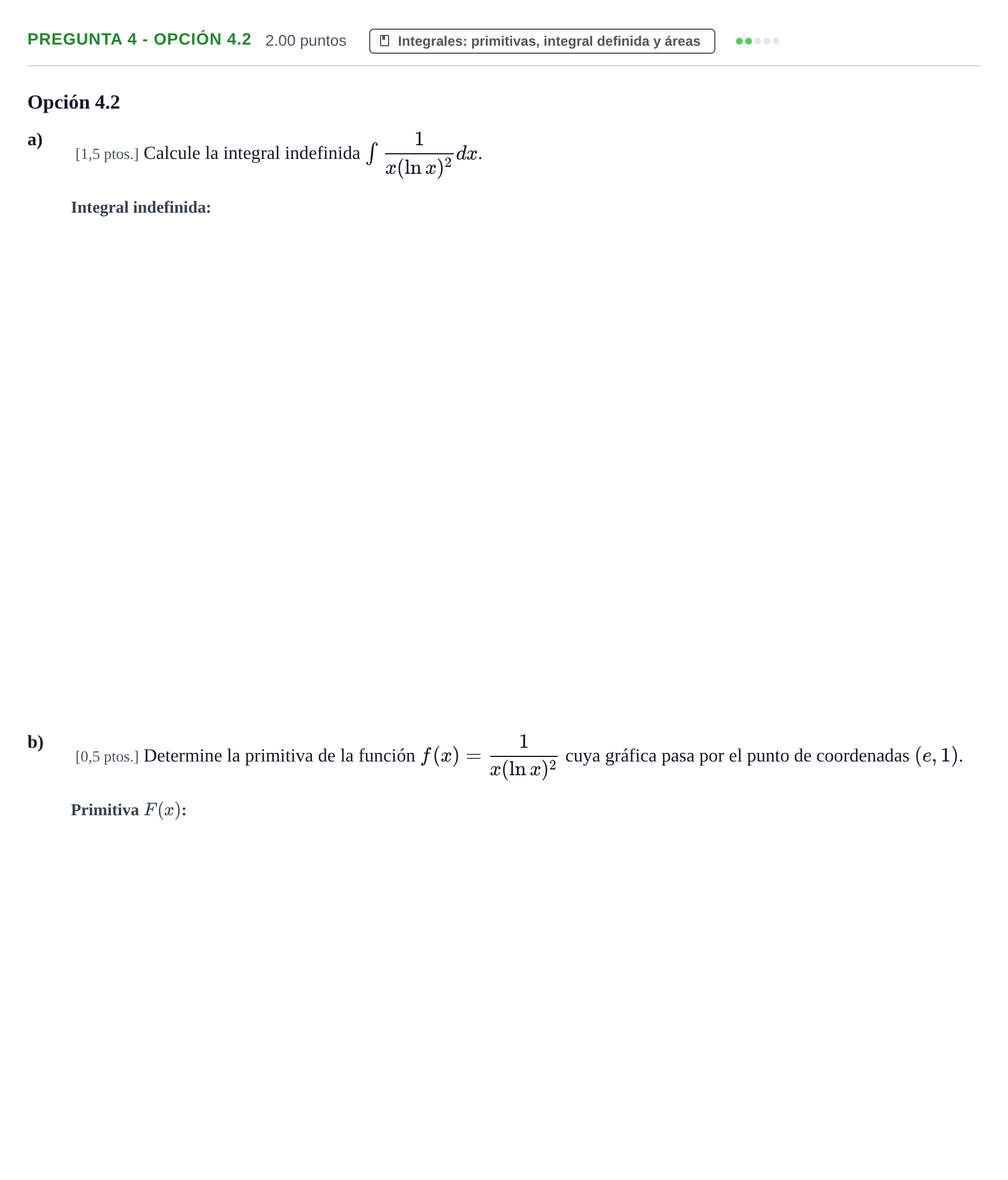 Enunciado: Pregunta 4 - Opción 4.2 · Matemáticas II PAU Murcia Ordinaria 2026