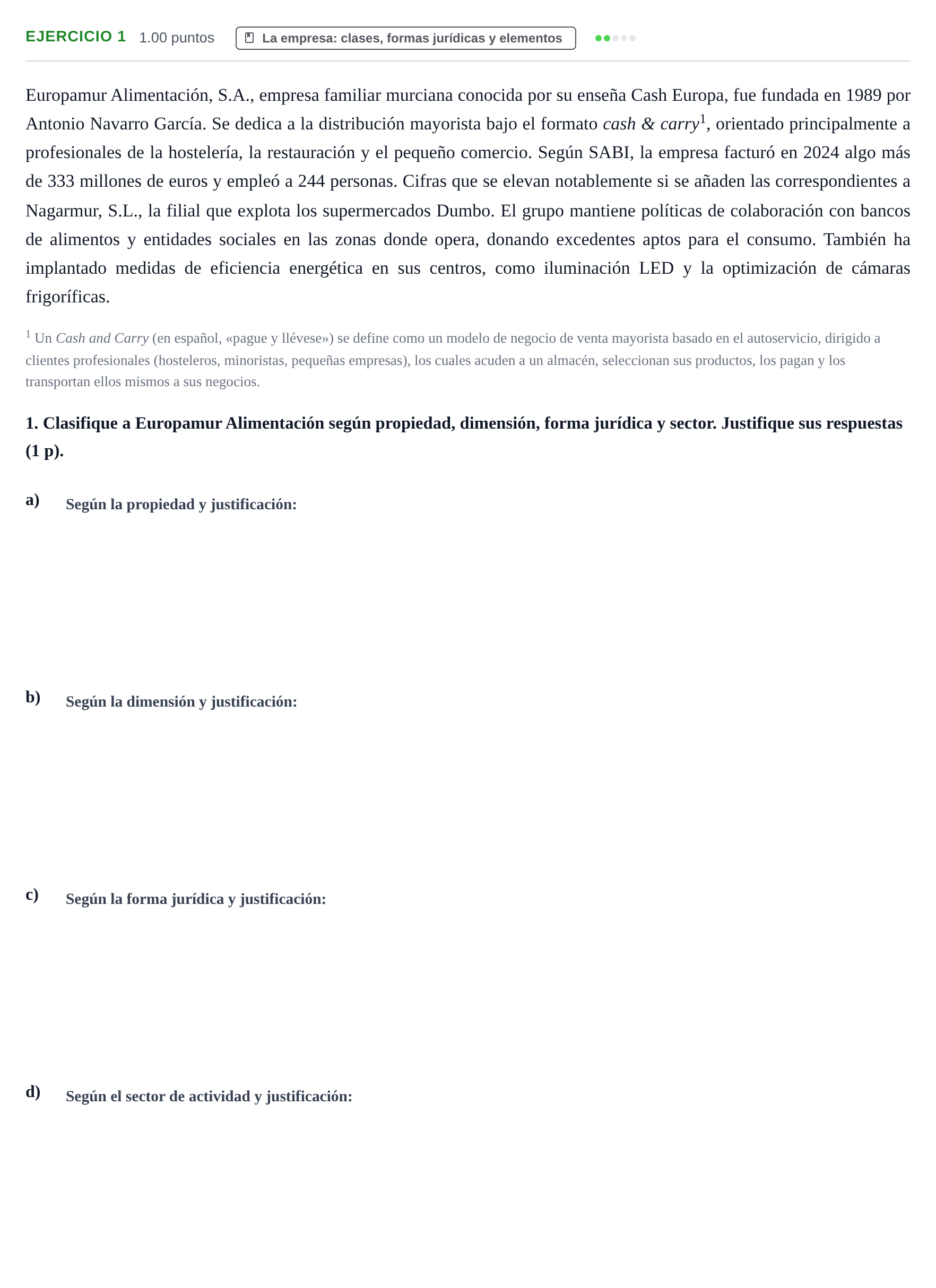 Enunciado: Problema 1 · Empresa y Diseño de Modelos de Negocio PAU Murcia Extraordinaria 2026