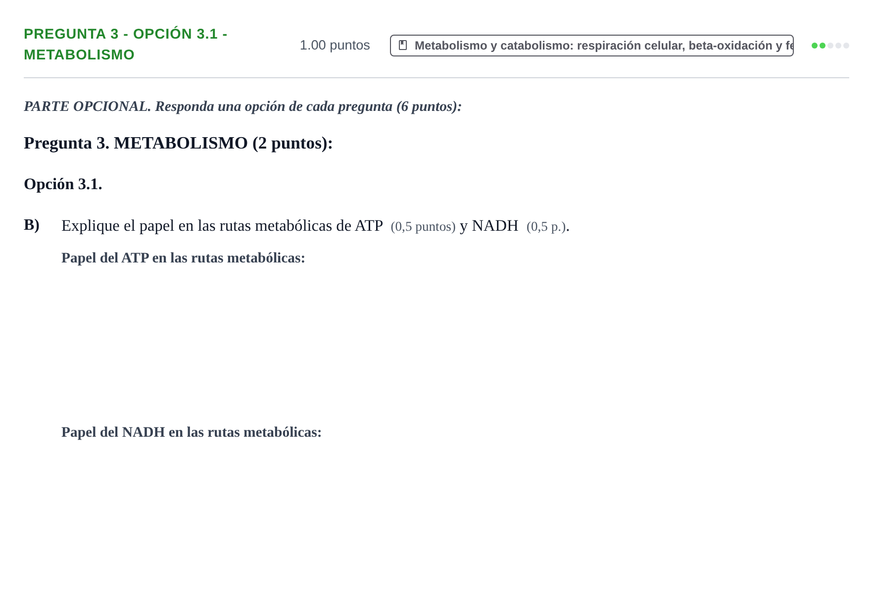 Enunciado: Pregunta 3 - Opción 3.1 - Metabolismo · Biología PAU Murcia Extraordinaria 2026