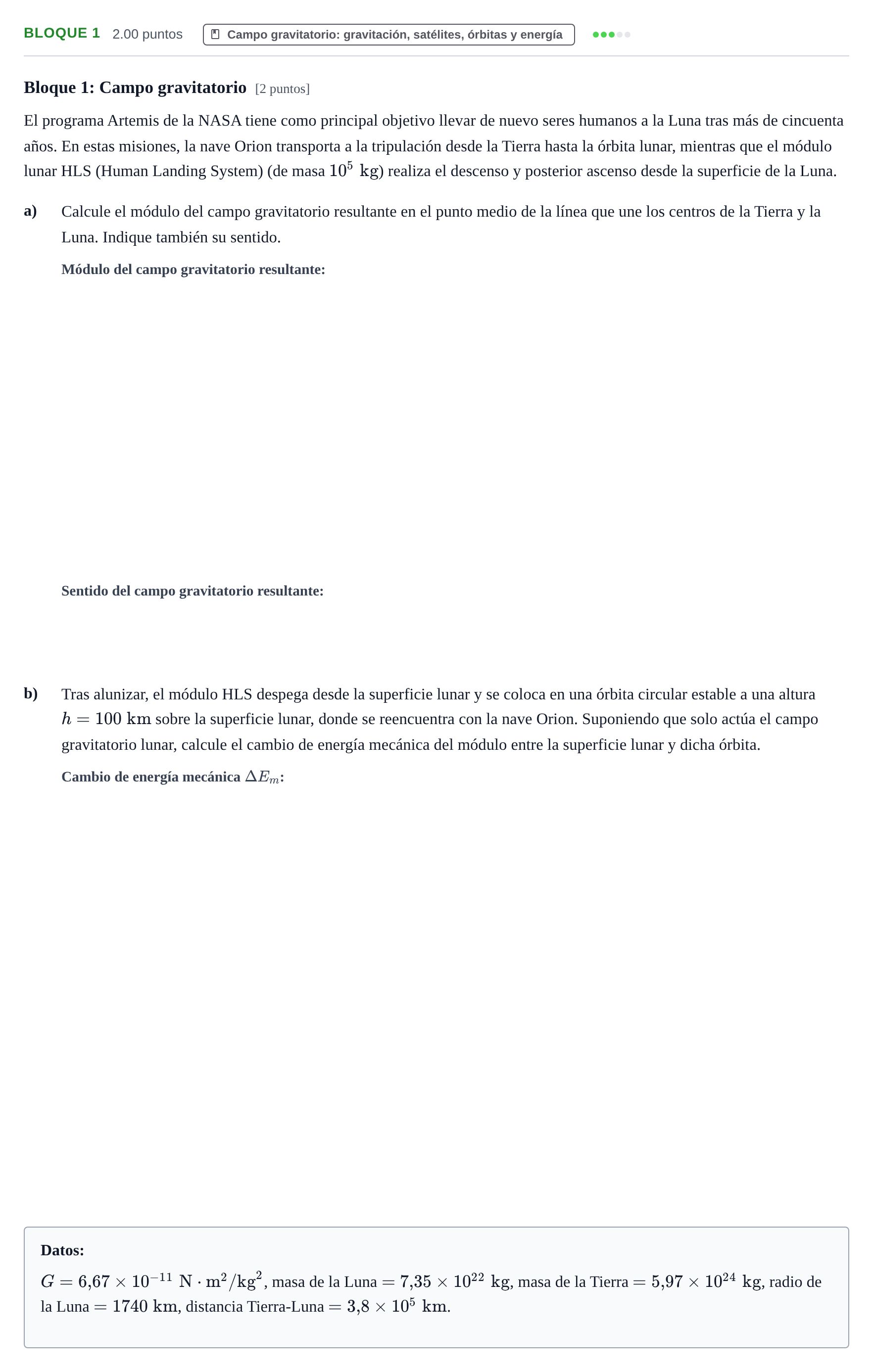 Enunciado: Bloque 1 · Física PAU Murcia Extraordinaria 2026