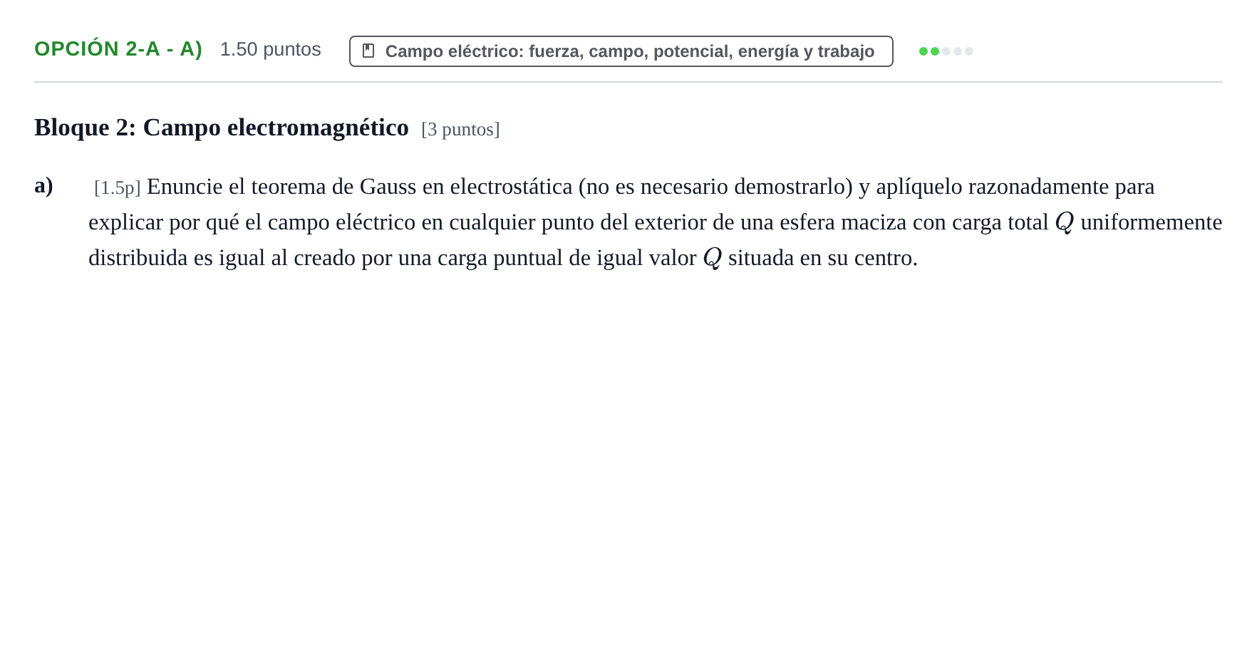 Enunciado: Opción 2-A - a) · Física PAU Murcia Extraordinaria 2026