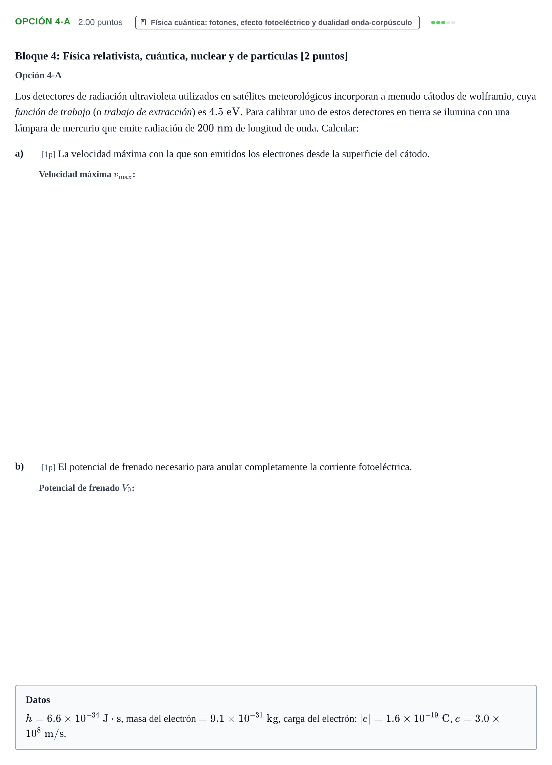 Enunciado: Opción 4-A · Física PAU Murcia Extraordinaria 2026