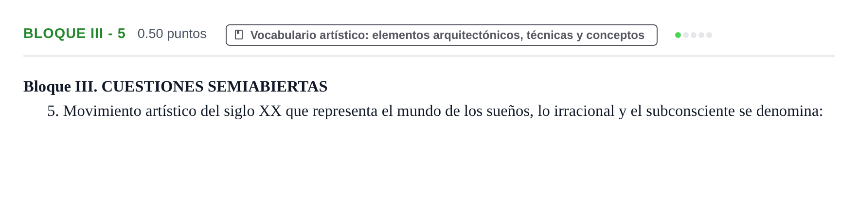 Enunciado: Bloque III - 5 · Fundamentos Artísticos PAU Murcia Extraordinaria 2026