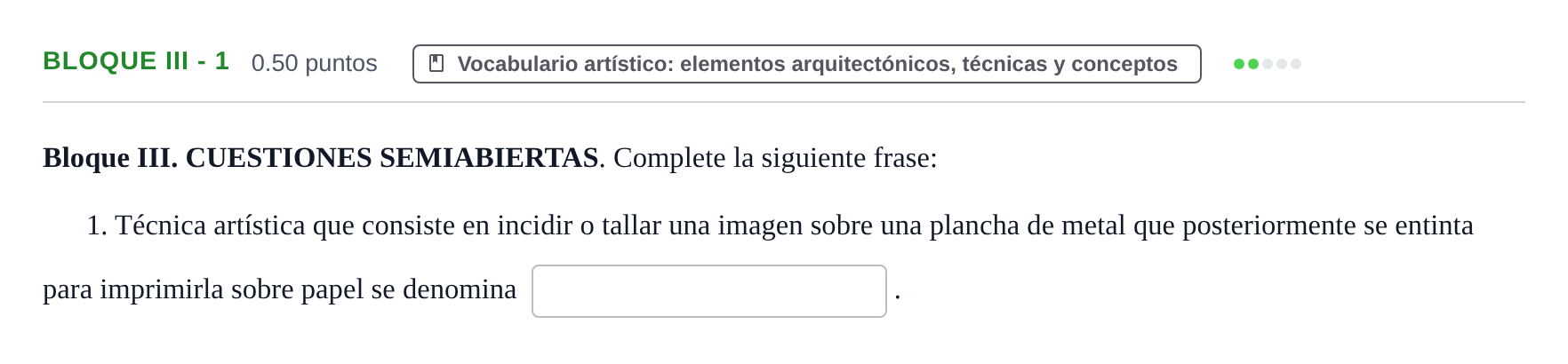 Enunciado: Bloque III - 1 · Fundamentos Artísticos PAU Murcia Extraordinaria (Fundamentos del Arte II) 2026
