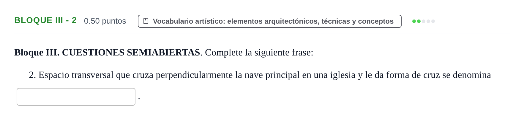 Enunciado: Bloque III - 2 · Fundamentos Artísticos PAU Murcia Extraordinaria (Fundamentos del Arte II) 2026