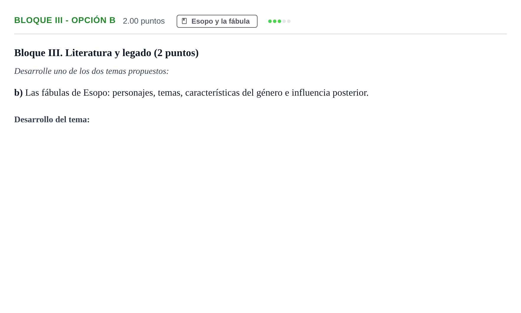 Enunciado: Bloque III - Opción b · Griego II PAU Murcia Extraordinaria 2026