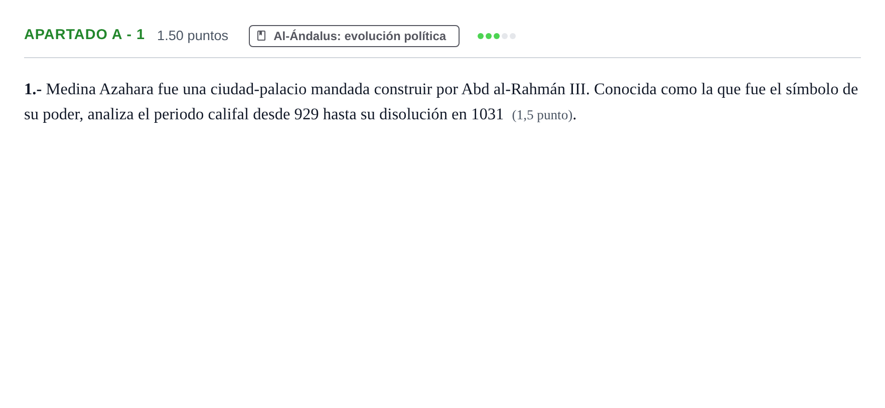 Enunciado: Apartado A - 1 · Historia de España PAU Murcia Extraordinaria 2026