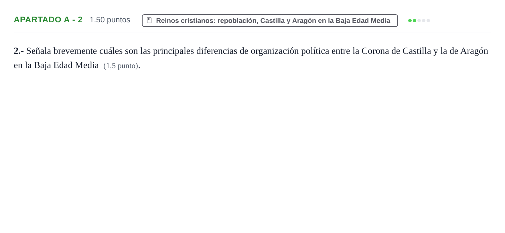 Enunciado: Apartado A - 2 · Historia de España PAU Murcia Extraordinaria 2026