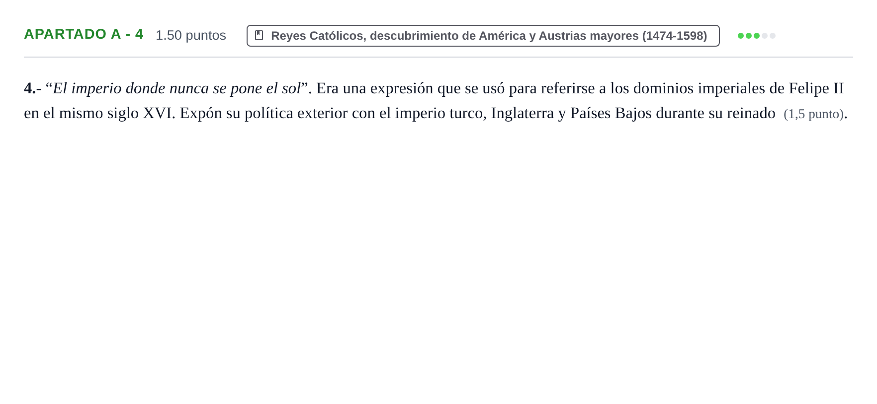Enunciado: Apartado A - 4 · Historia de España PAU Murcia Extraordinaria 2026