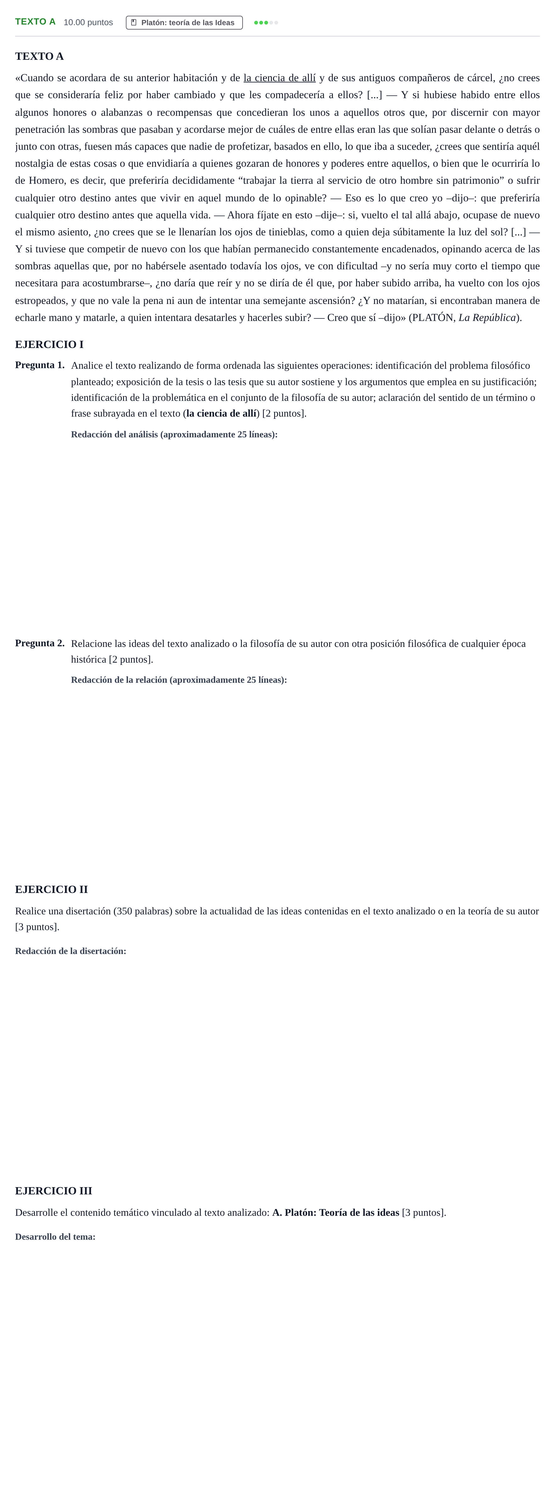 Enunciado: Ejercicio Texto A · Historia de la Filosofía PAU Murcia Extraordinaria 2026