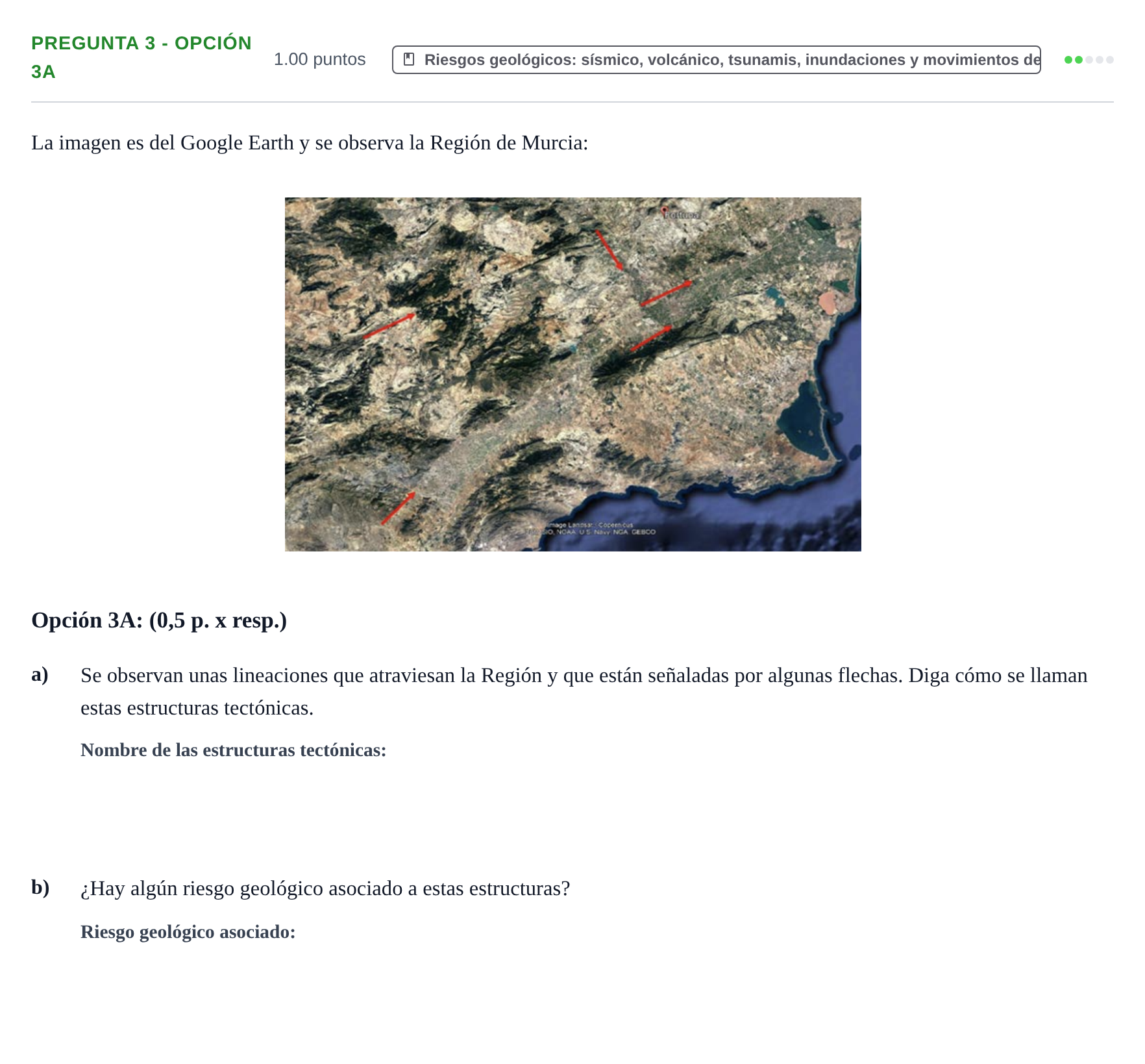 Enunciado: Pregunta 3 - Opción 3A · Geología y Ciencias Ambientales PAU Murcia Extraordinaria 2026