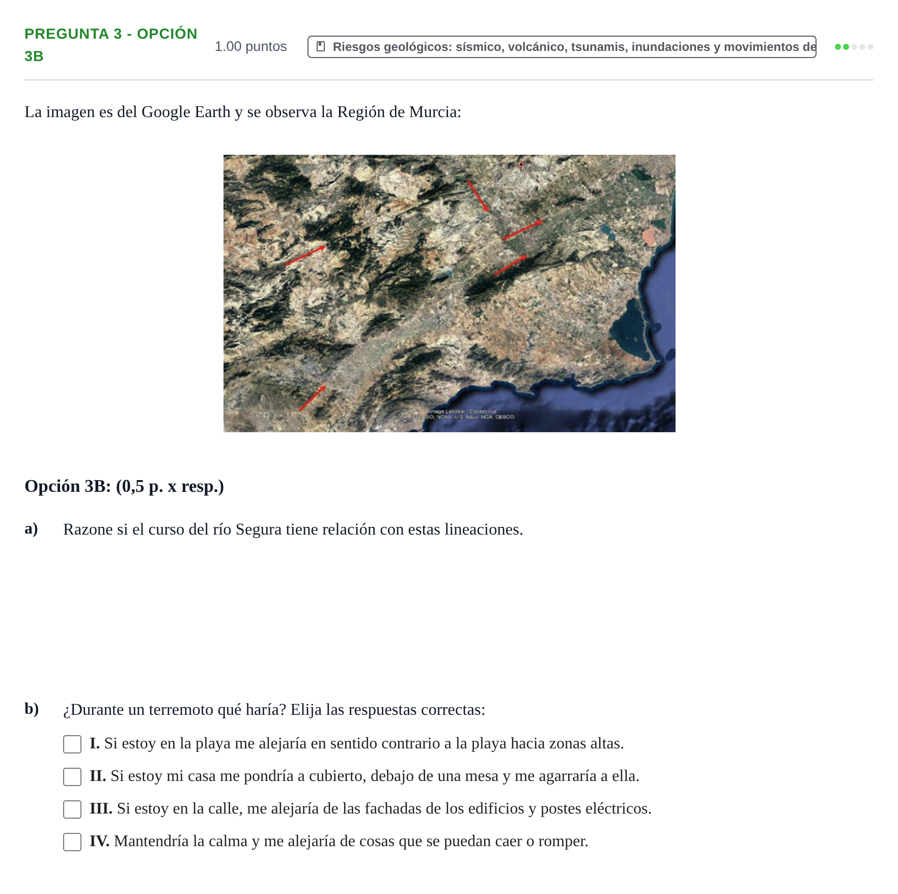 Enunciado: Pregunta 3 - Opción 3B · Geología y Ciencias Ambientales PAU Murcia Extraordinaria 2026