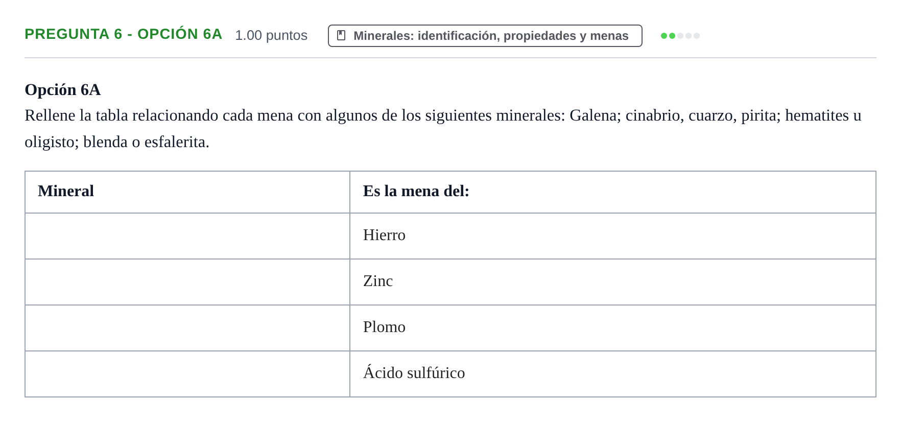 Enunciado: Pregunta 6 - Opción 6A · Geología y Ciencias Ambientales PAU Murcia Extraordinaria 2026