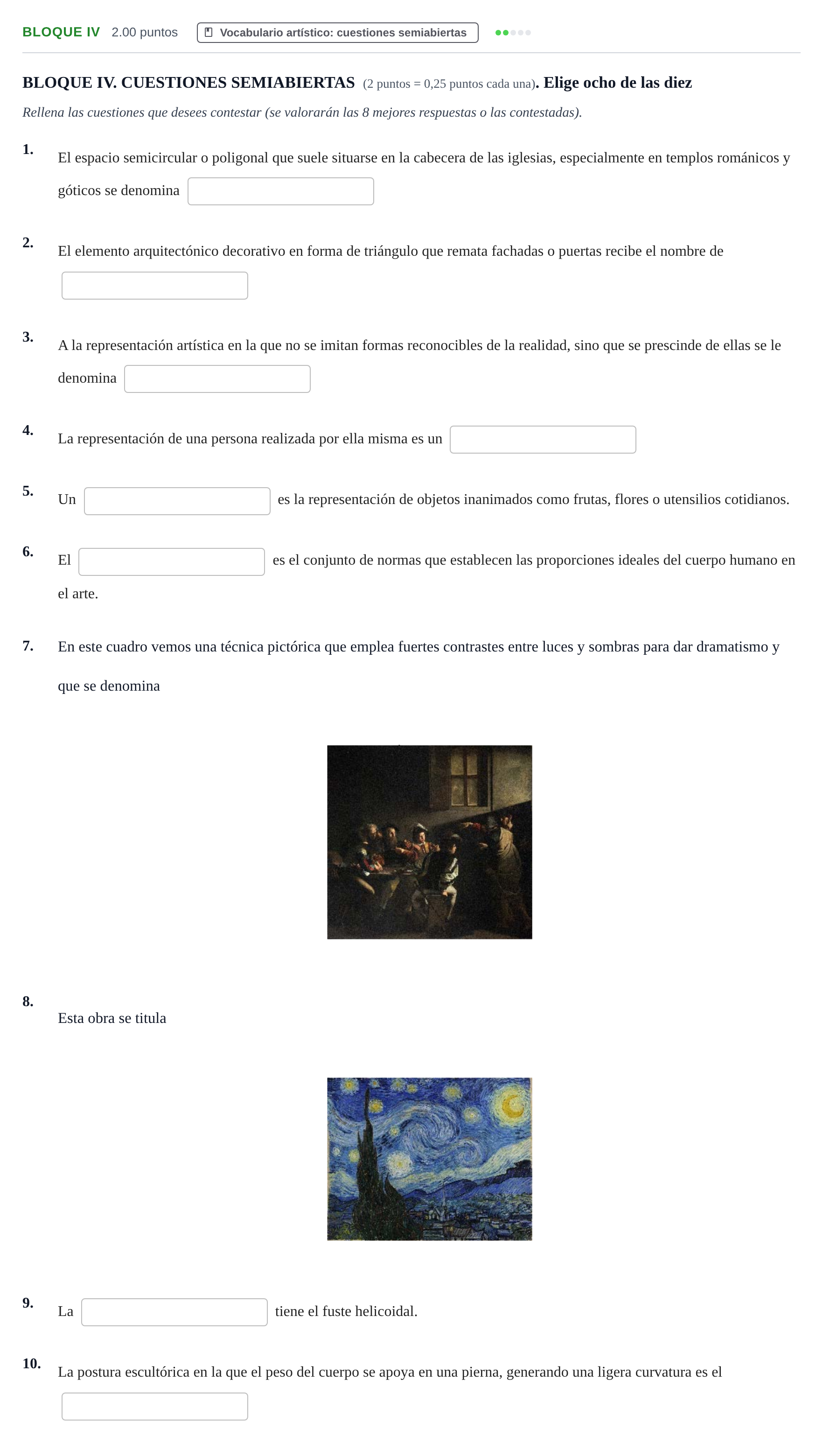 Enunciado: Bloque IV · Historia del Arte PAU Murcia Extraordinaria 2026