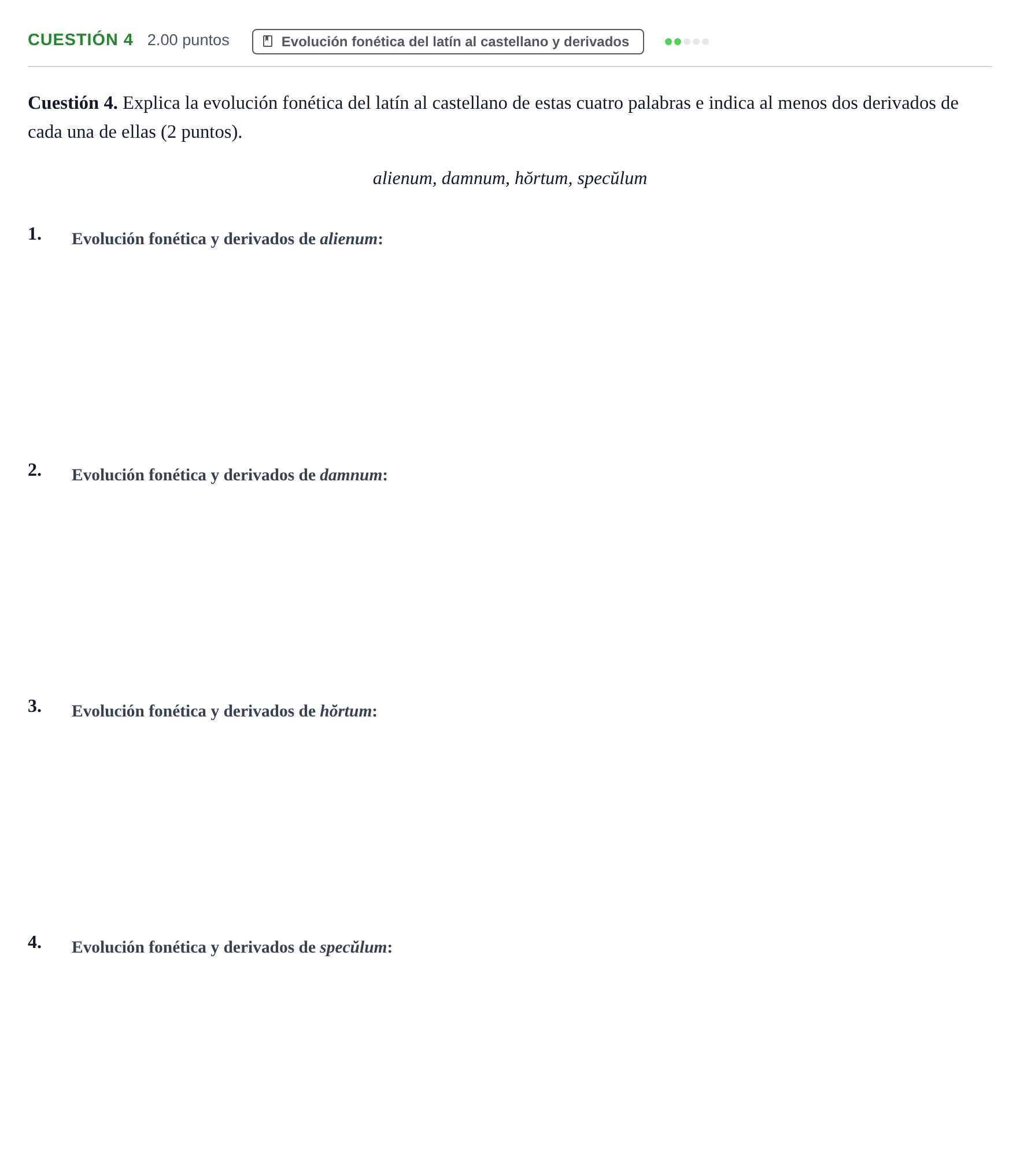 Enunciado: Cuestión 4 · Latín II PAU Murcia Extraordinaria 2026