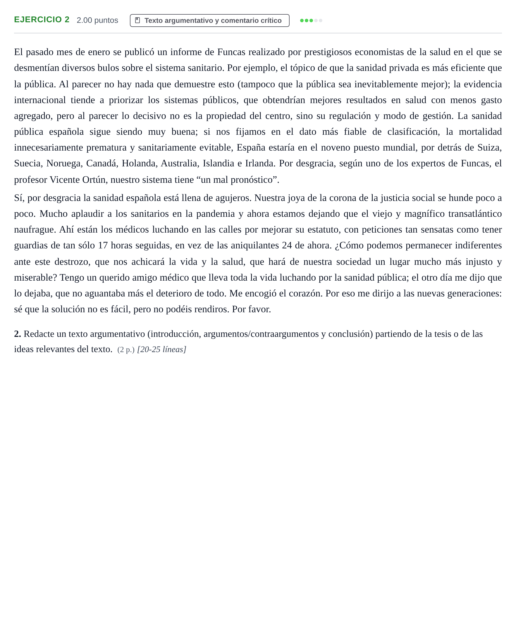 Enunciado: Problema 2 · Lengua Castellana y Literatura II PAU Murcia Extraordinaria 2026