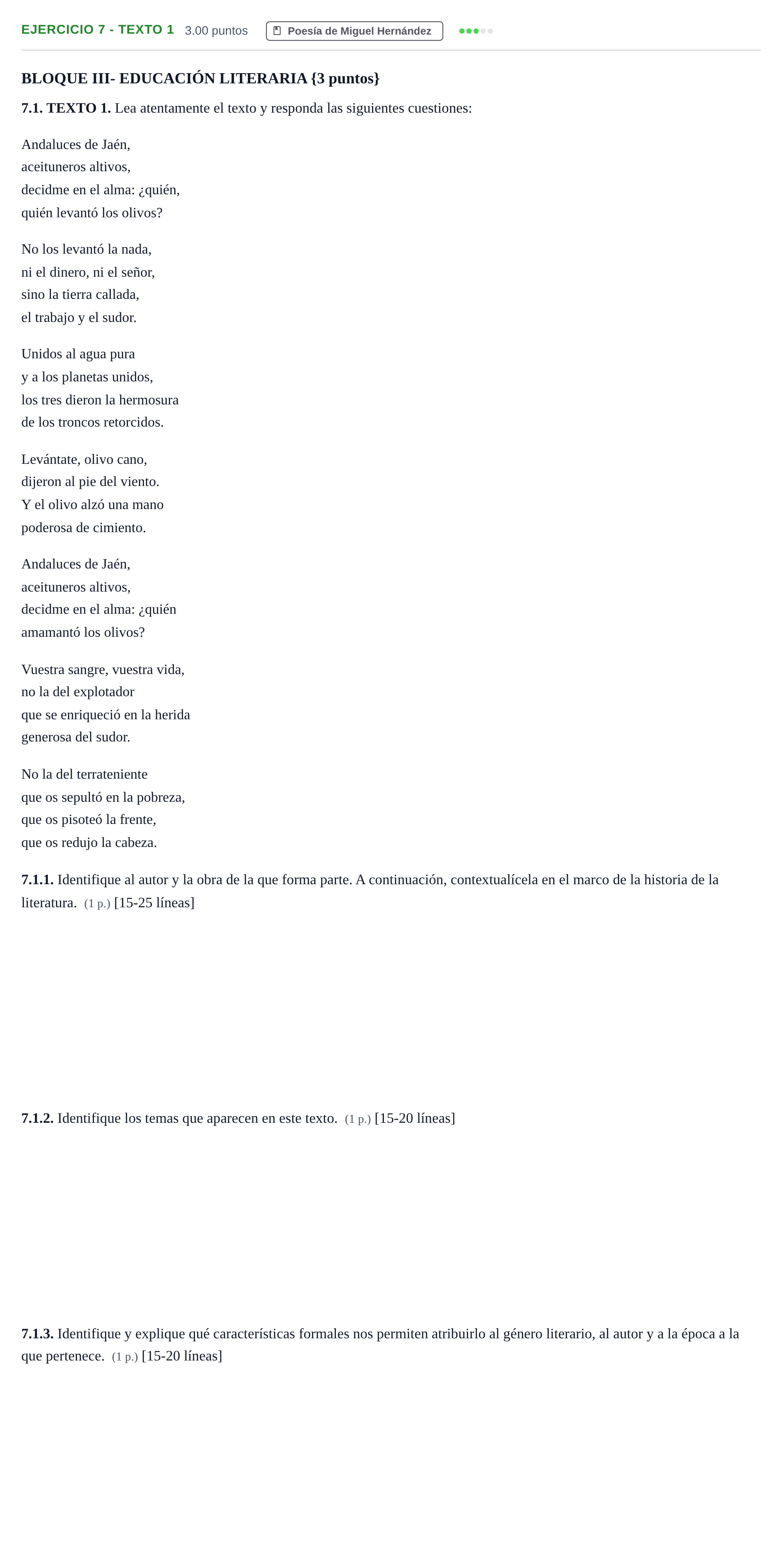 Enunciado: Ejercicio 7 - Texto 1 · Lengua Castellana y Literatura II PAU Murcia Extraordinaria 2026