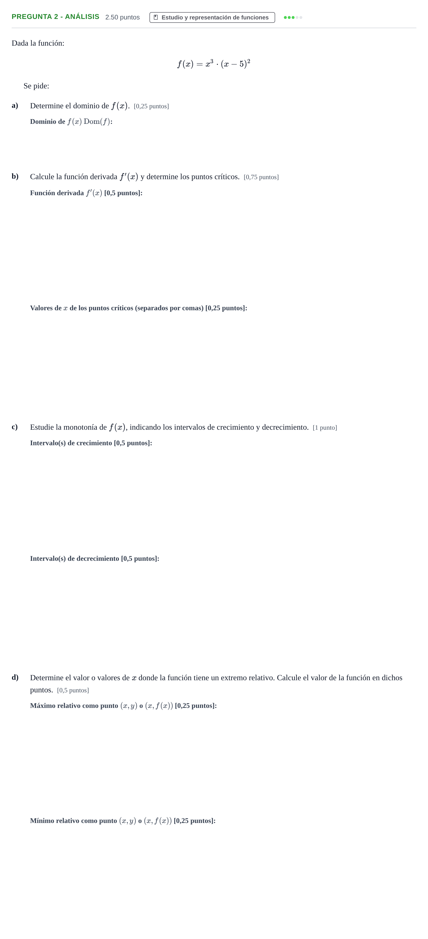 Enunciado: Pregunta 2 - Análisis · Matemáticas aplicadas a las Ciencias Sociales II PAU Murcia Extraordinaria 2026