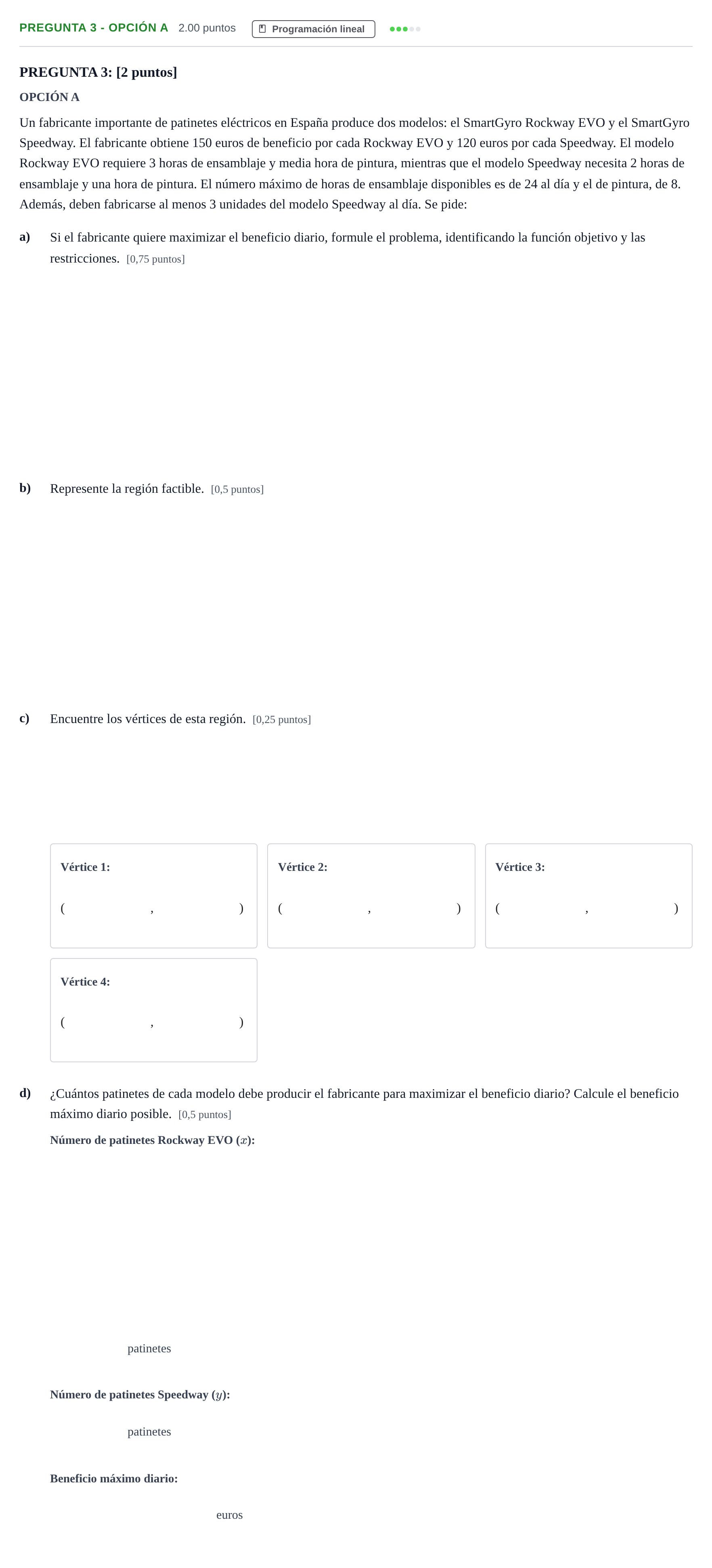 Enunciado: Pregunta 3 - Opción A · Matemáticas aplicadas a las Ciencias Sociales II PAU Murcia Extraordinaria 2026