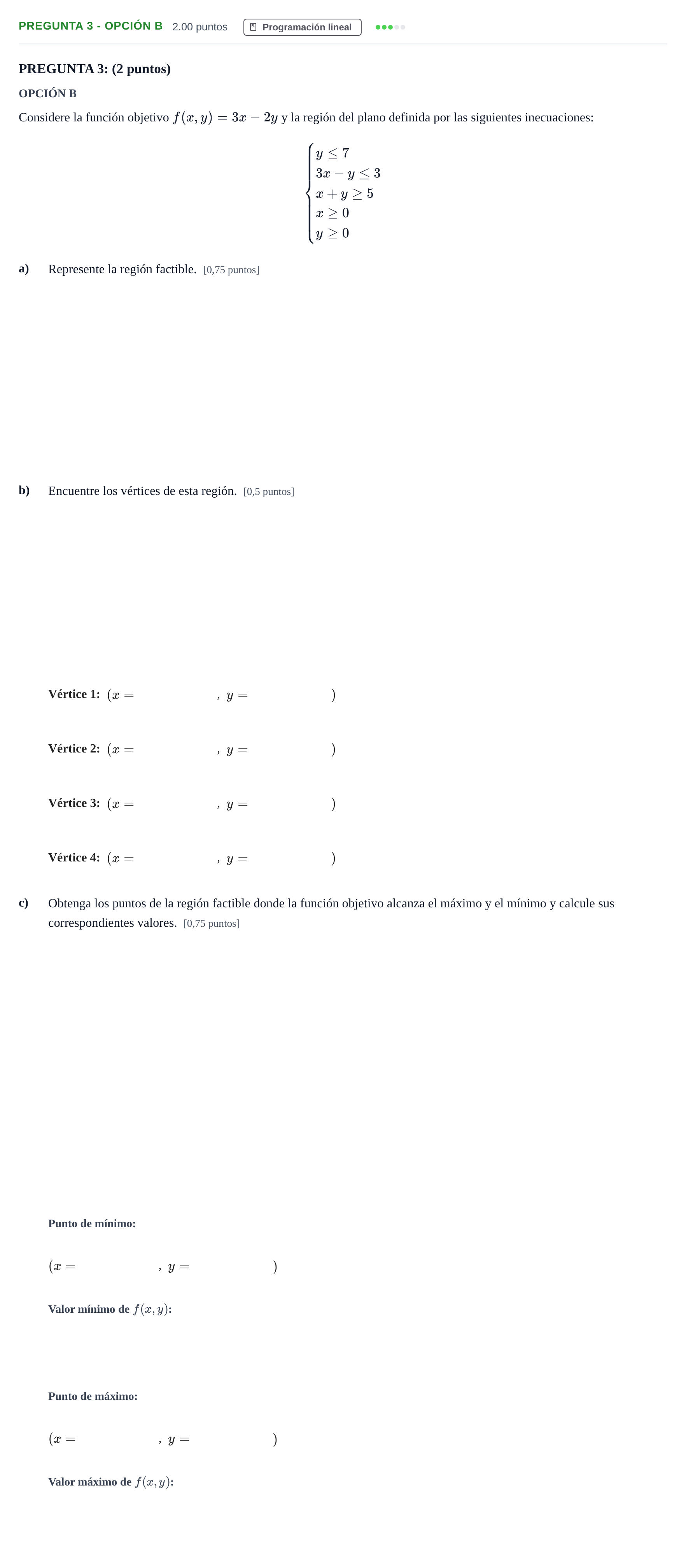 Enunciado: Pregunta 3 - Opción B · Matemáticas aplicadas a las Ciencias Sociales II PAU Murcia Extraordinaria 2026