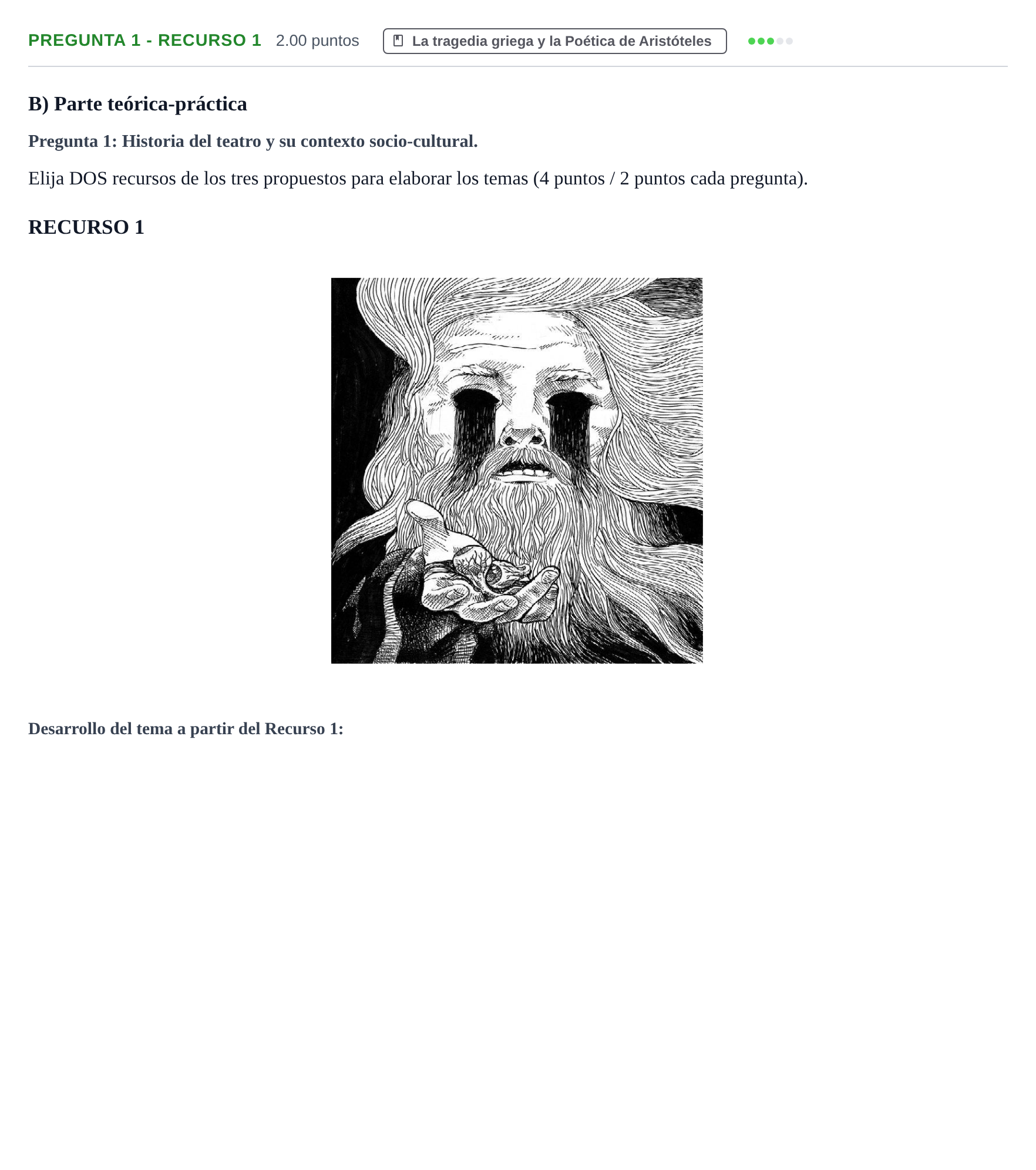 Enunciado: Pregunta 1 - Recurso 1 · Artes Escénicas PAU Navarra Ordinaria 2025
