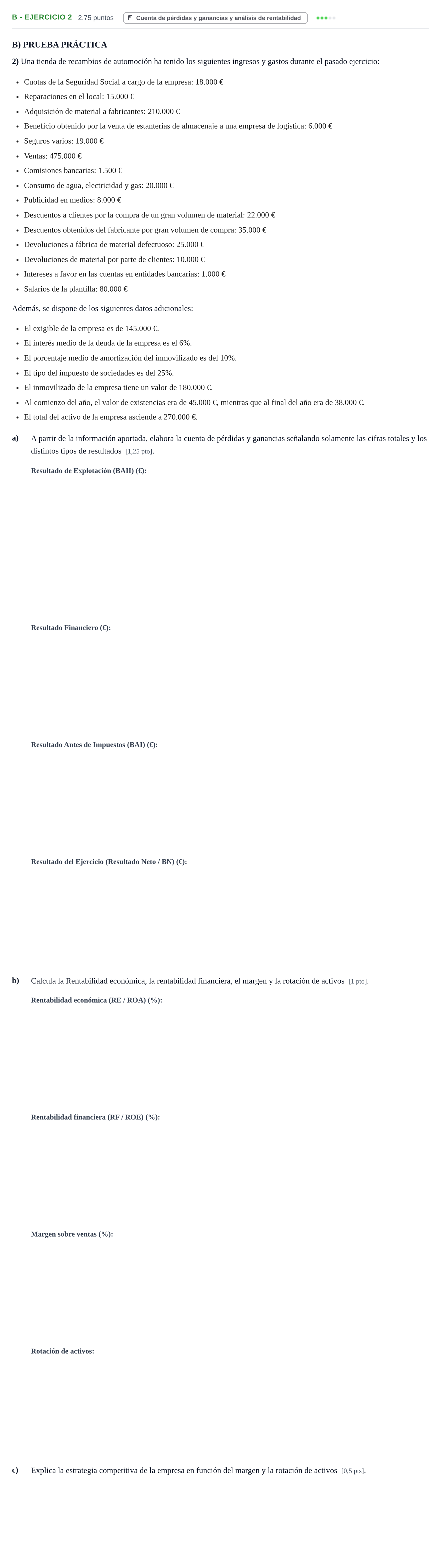 Enunciado: Ejercicio B - Ejercicio 2 · Empresa y Diseño de Modelos de Negocio PAU Navarra Ordinaria 2025