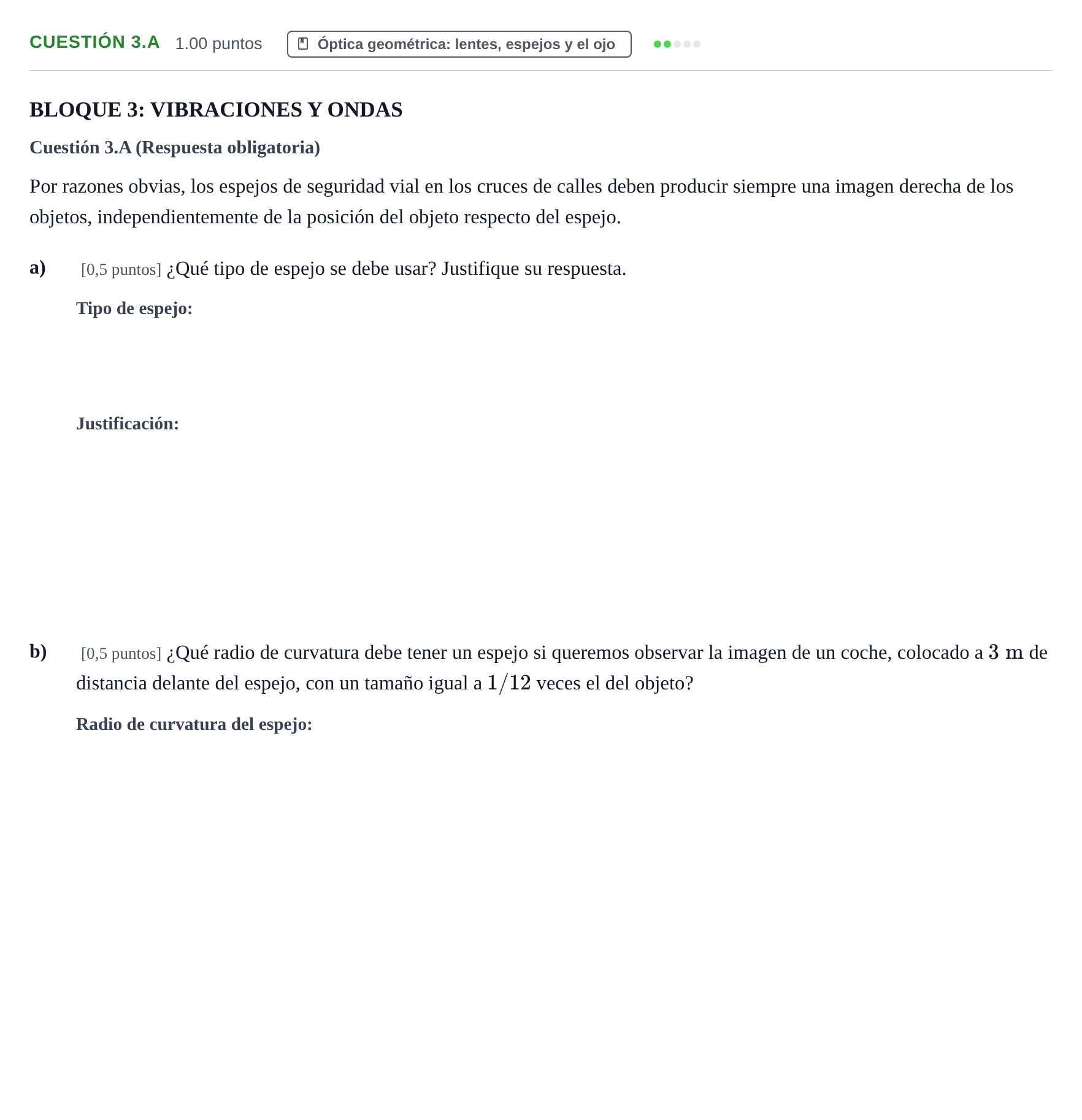 Enunciado: Cuestión 3.A · Física PAU Navarra Ordinaria 2025