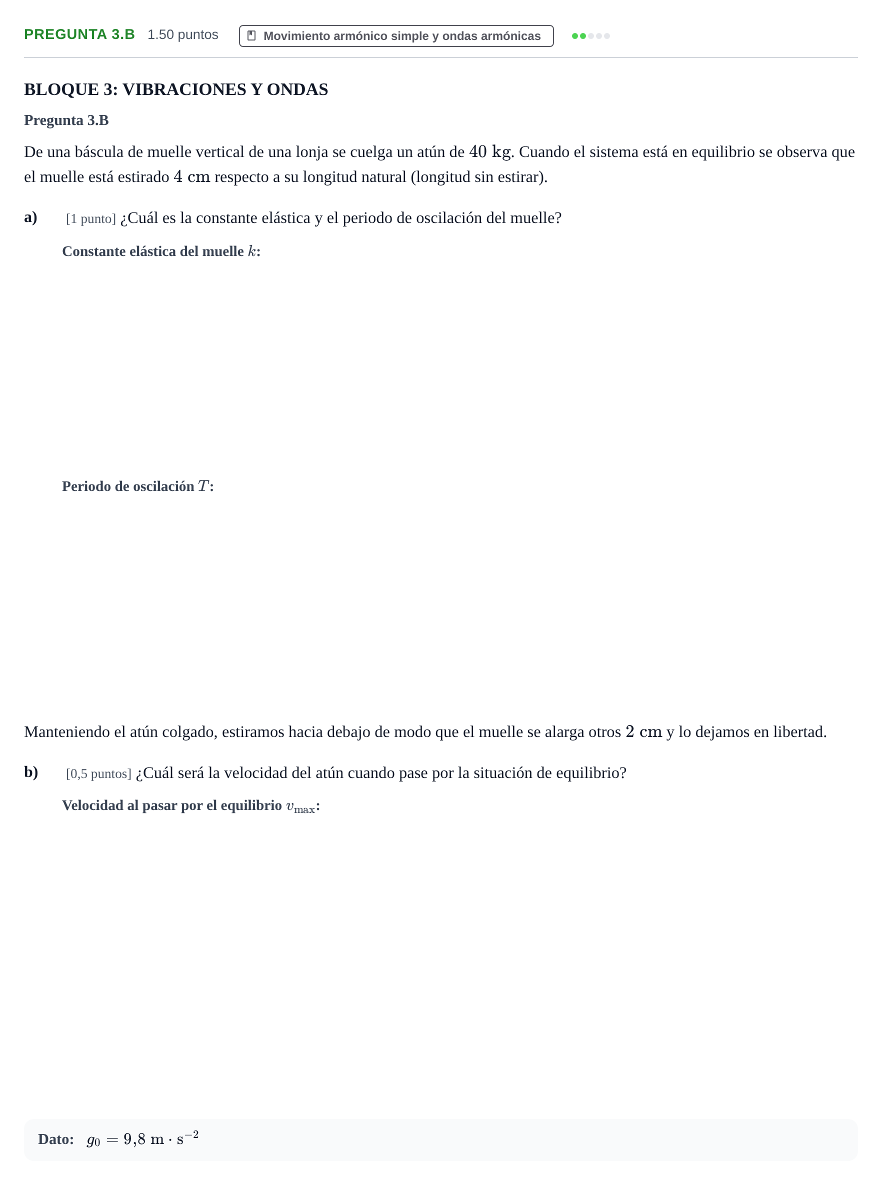 Enunciado: Pregunta 3.B · Física PAU Navarra Ordinaria 2025