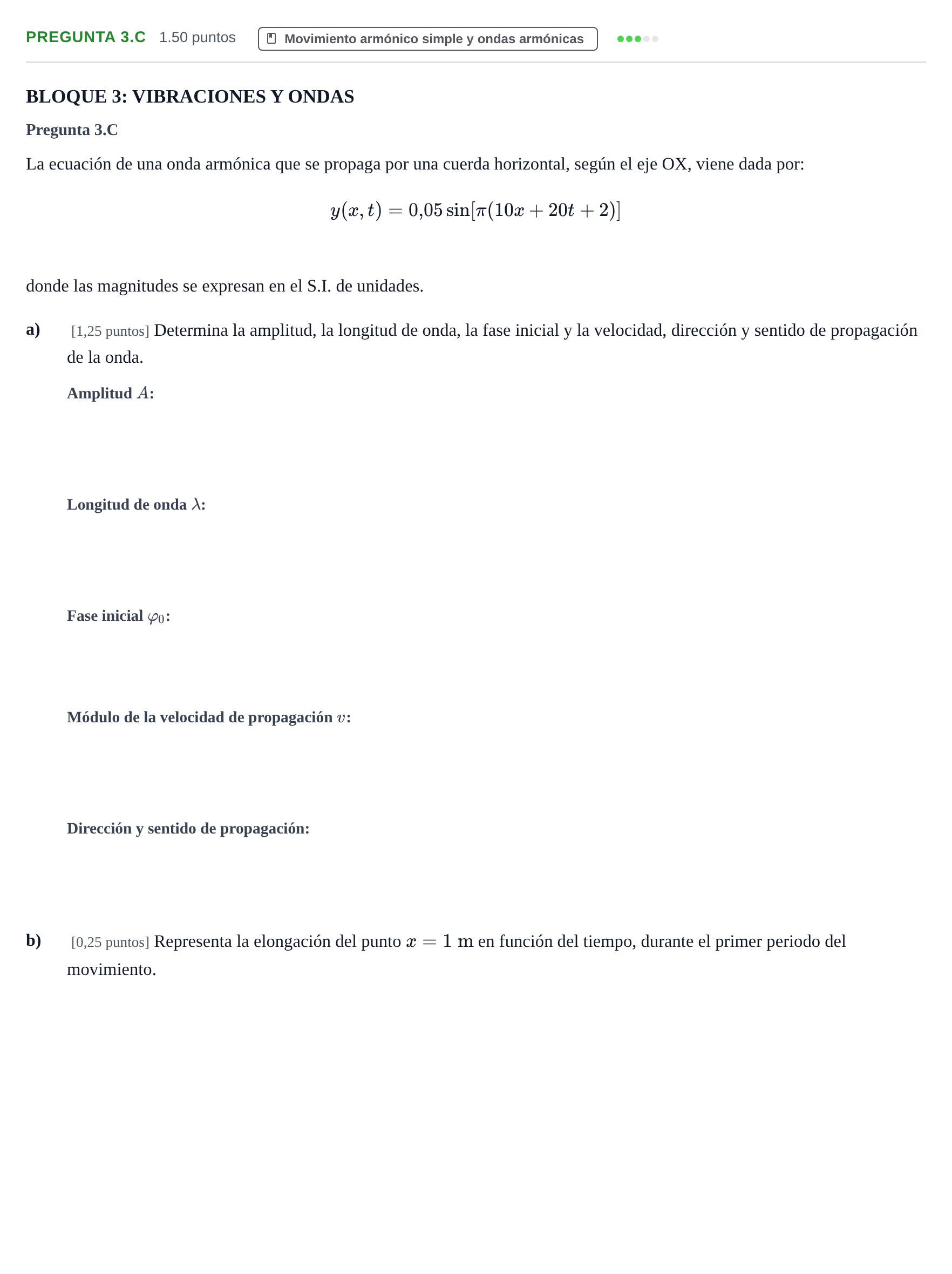 Enunciado: Pregunta 3.C · Física PAU Navarra Ordinaria 2025