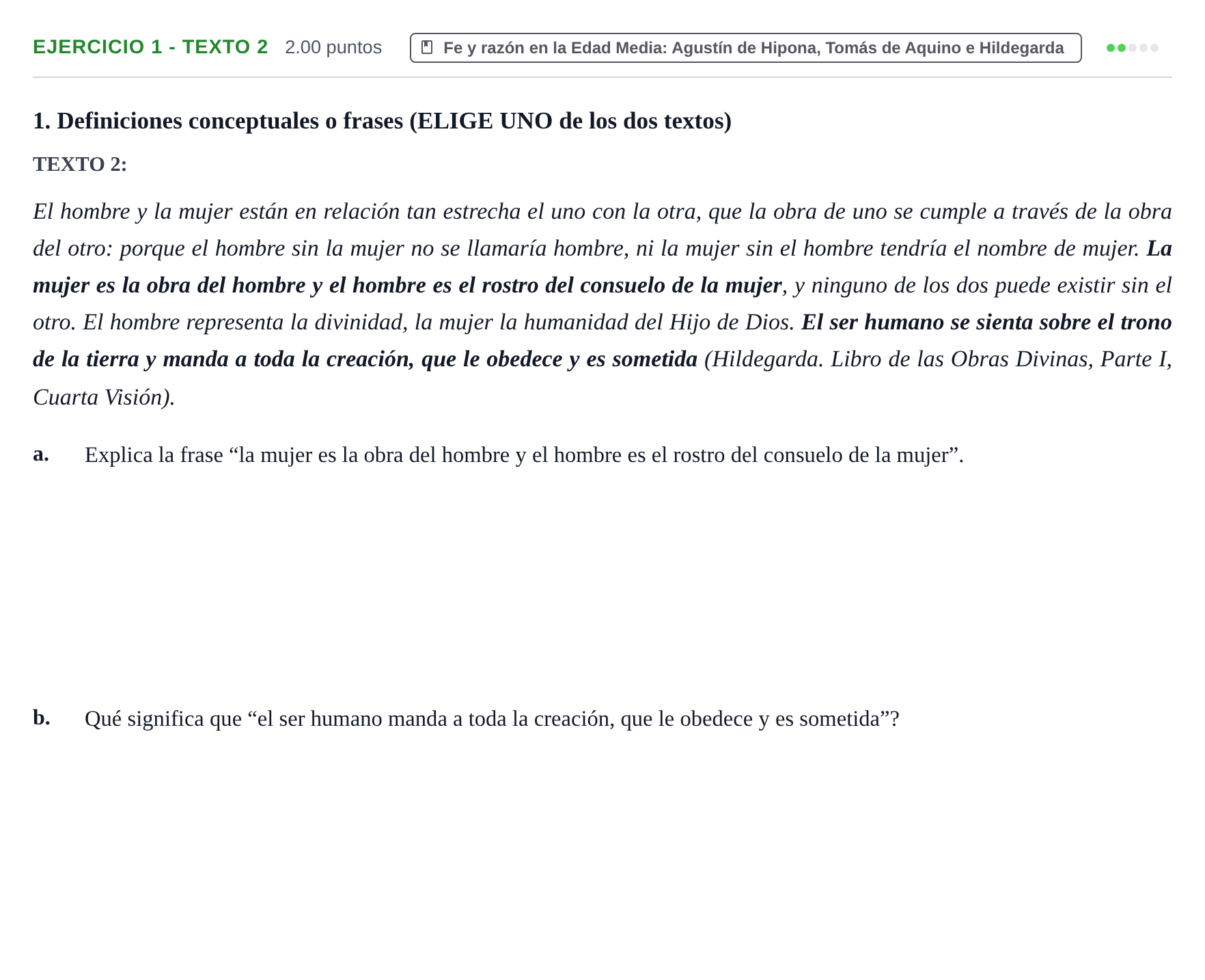 Enunciado: Ejercicio 1 - Texto 2 · Historia de la Filosofía PAU Navarra Ordinaria 2025