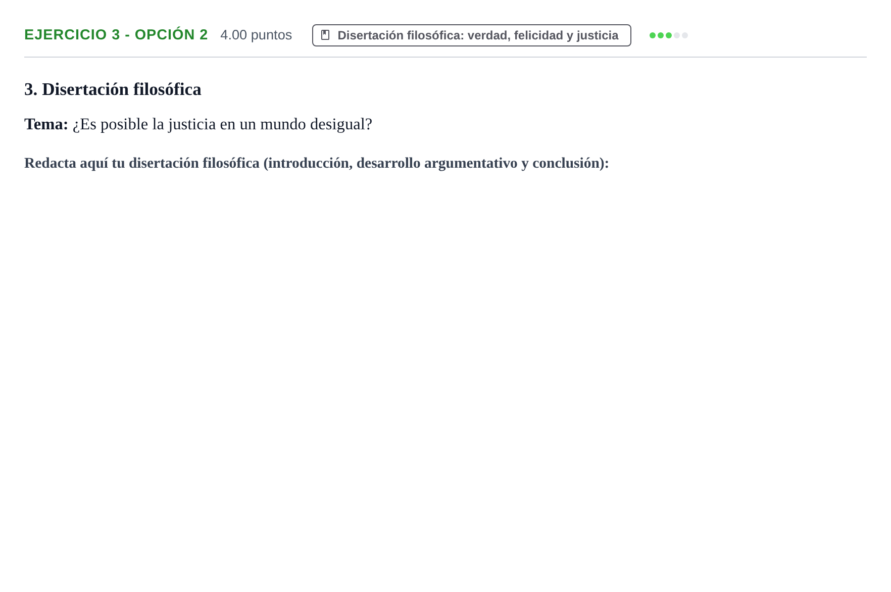 Enunciado: Ejercicio 3 - Opción 2 · Historia de la Filosofía PAU Navarra Ordinaria 2025