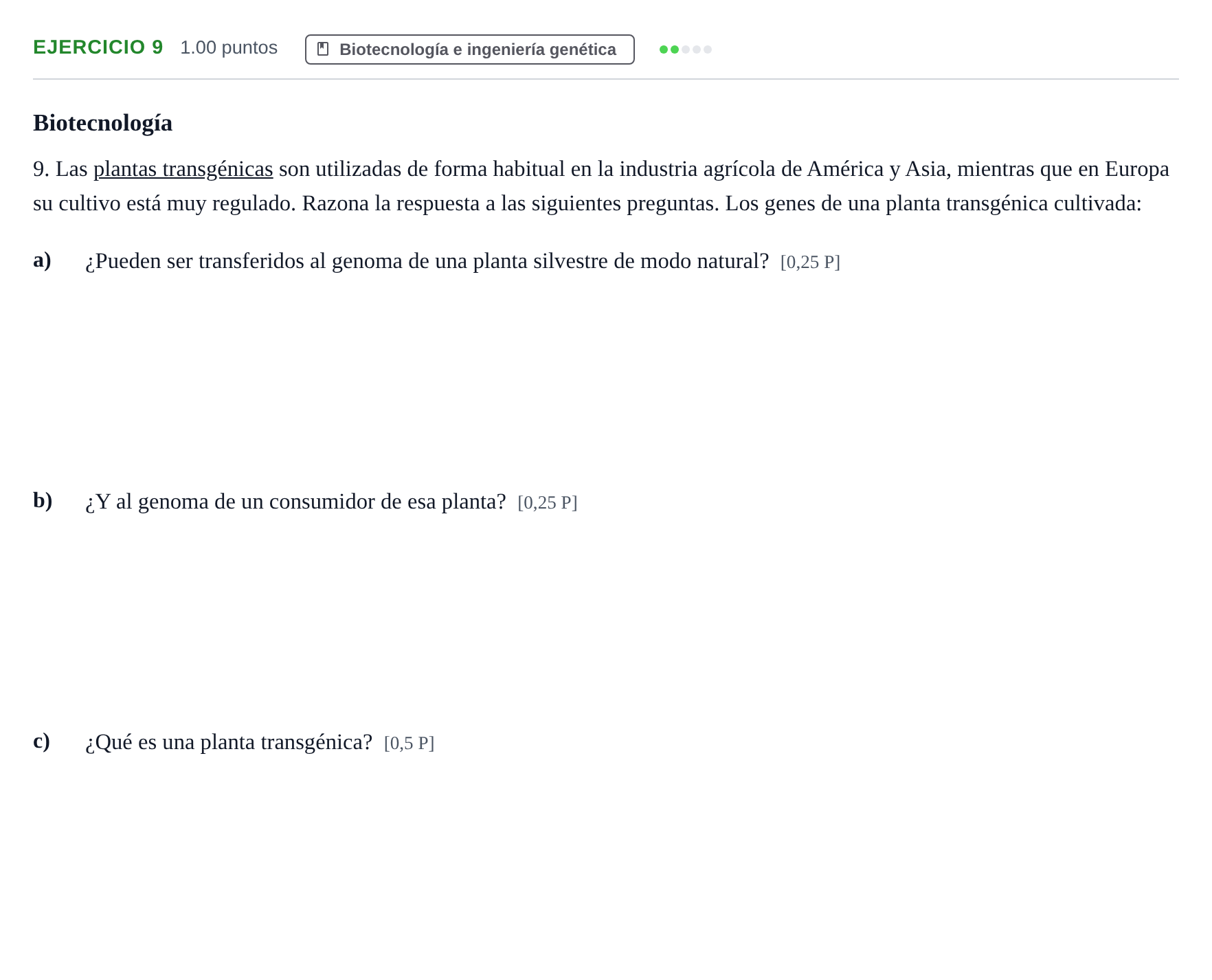 Enunciado: Problema 9 · Biología PAU Navarra Ordinaria 2025