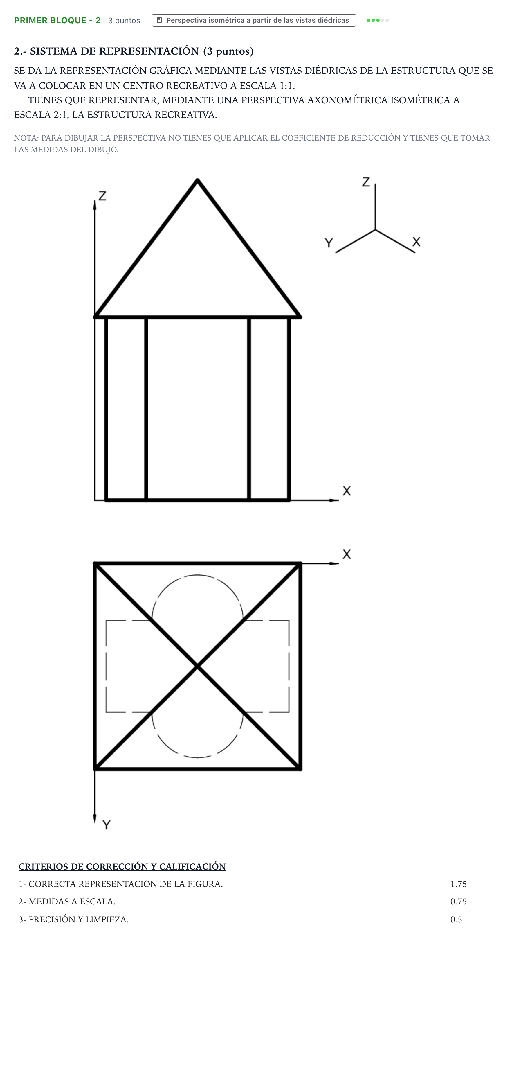 Enunciado: Ejercicio Primer Bloque - 2 · Dibujo técnico II PAU Navarra Ordinaria 2025