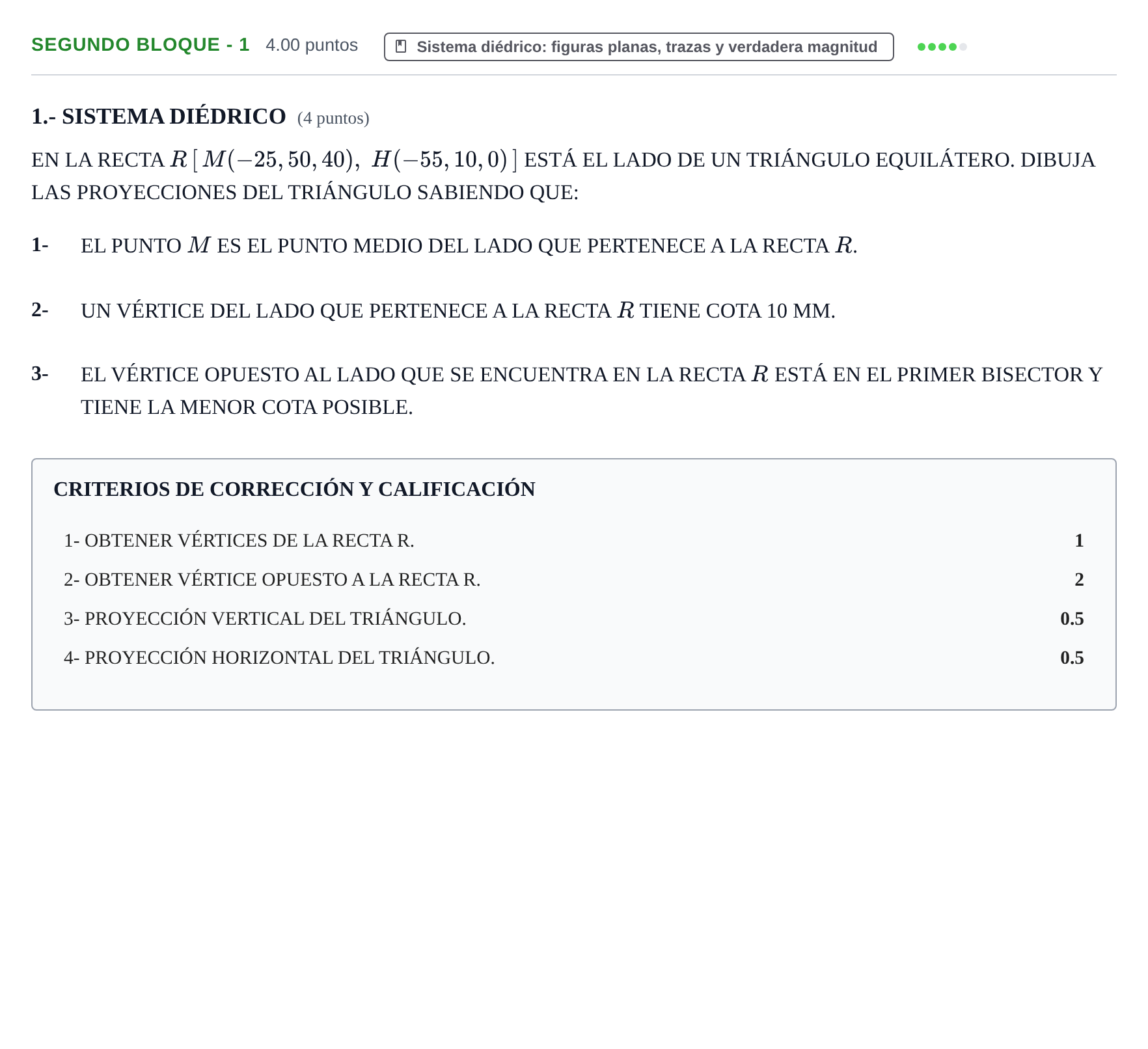 Enunciado: Ejercicio Segundo Bloque - 1 · Dibujo técnico II PAU Navarra Ordinaria 2025